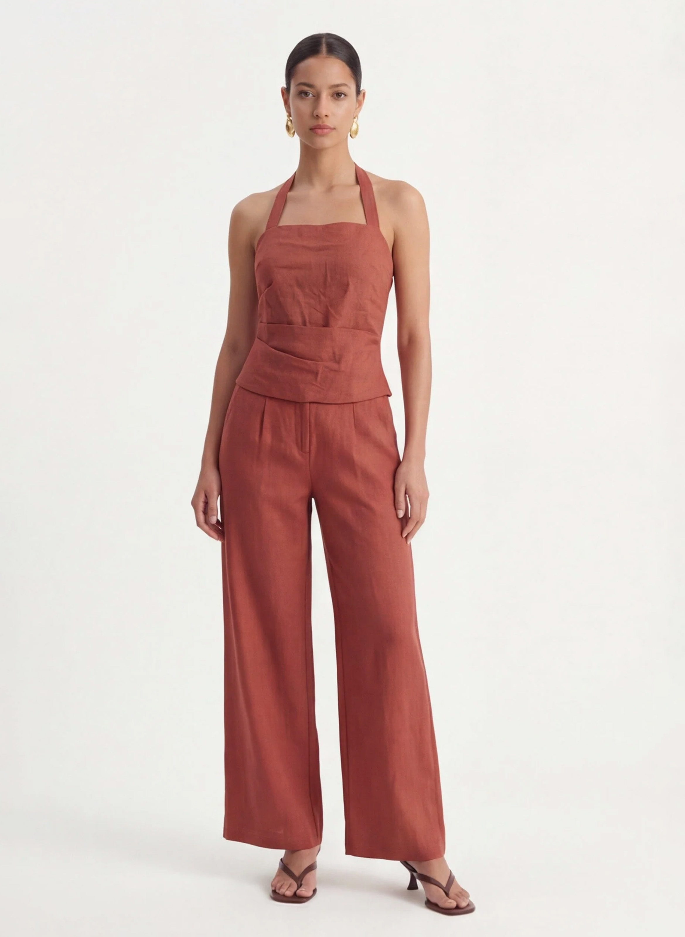 Leinen-Bustier-Top KOOKAI Braun