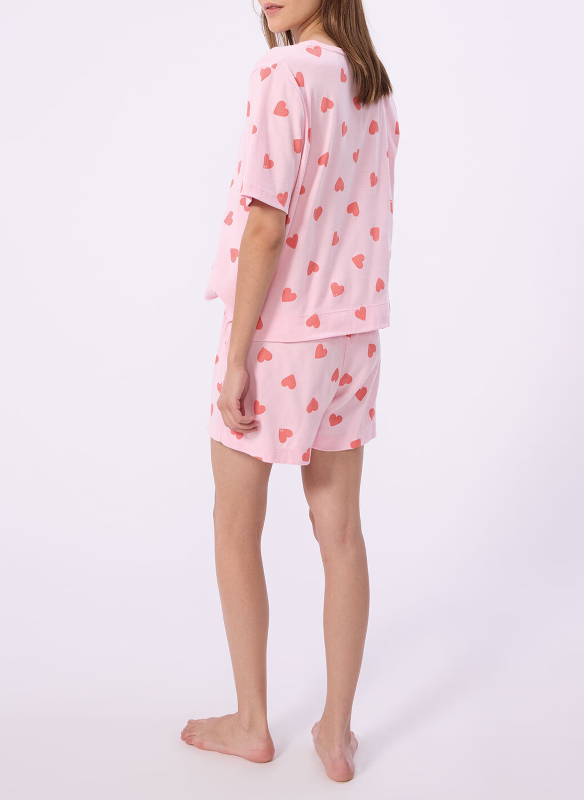 Pyjama imprimé coeurs en coton PETIT BATEAU Rose