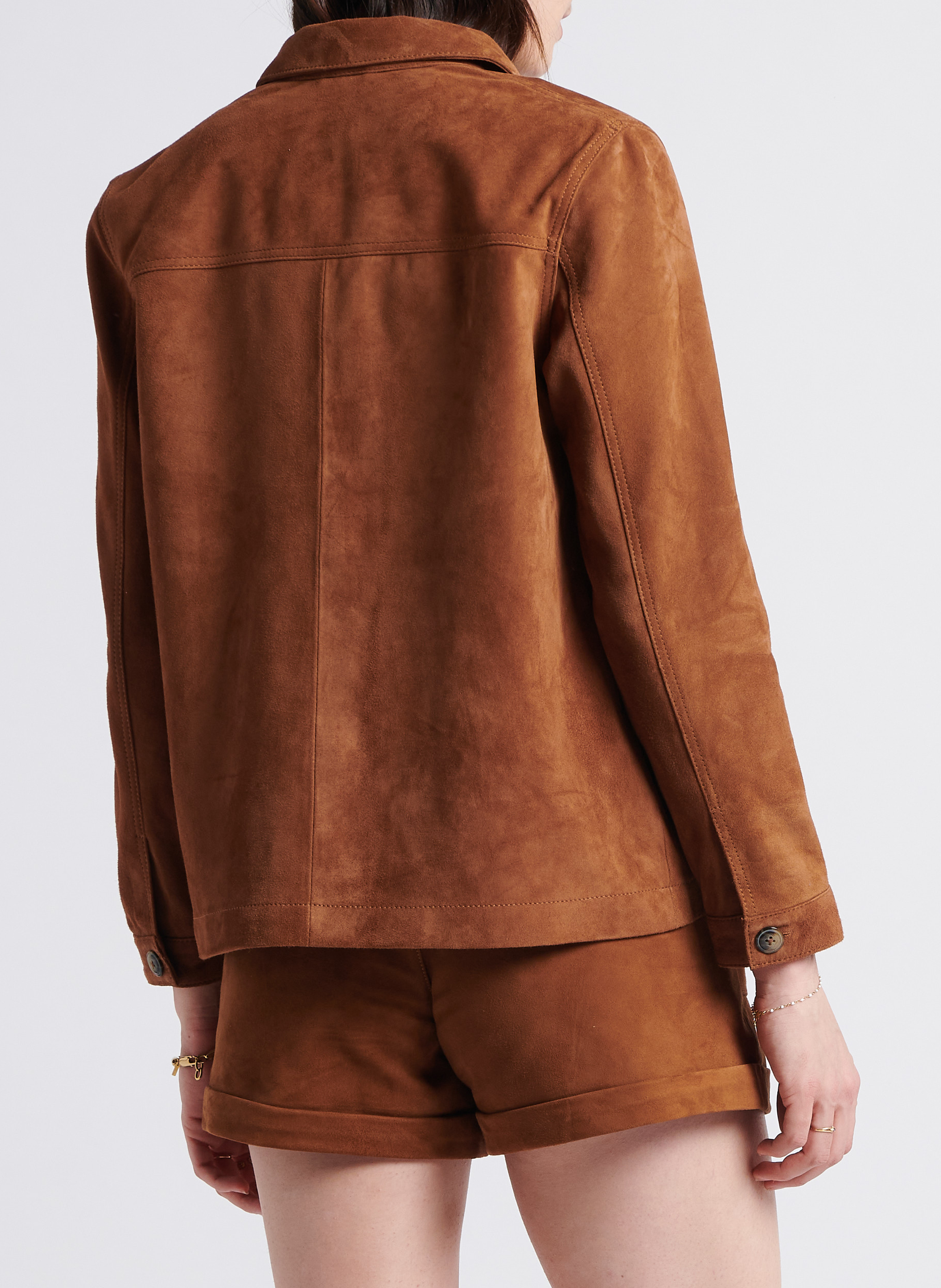 Suede jacket with classic collar | Brown LA PETITE ETOILE Women
