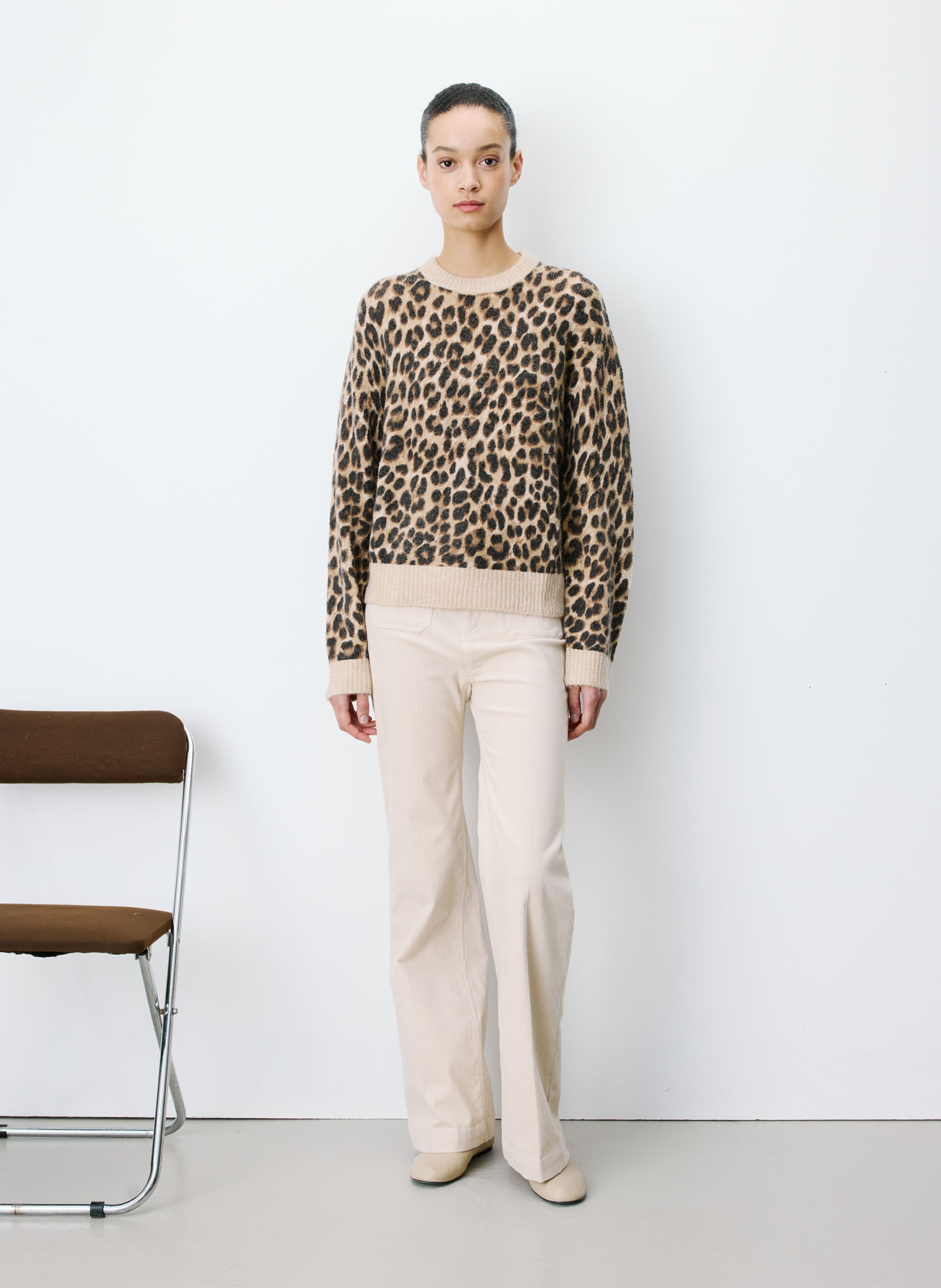 Pull boxy col rond  GRACE ET MILA Brown