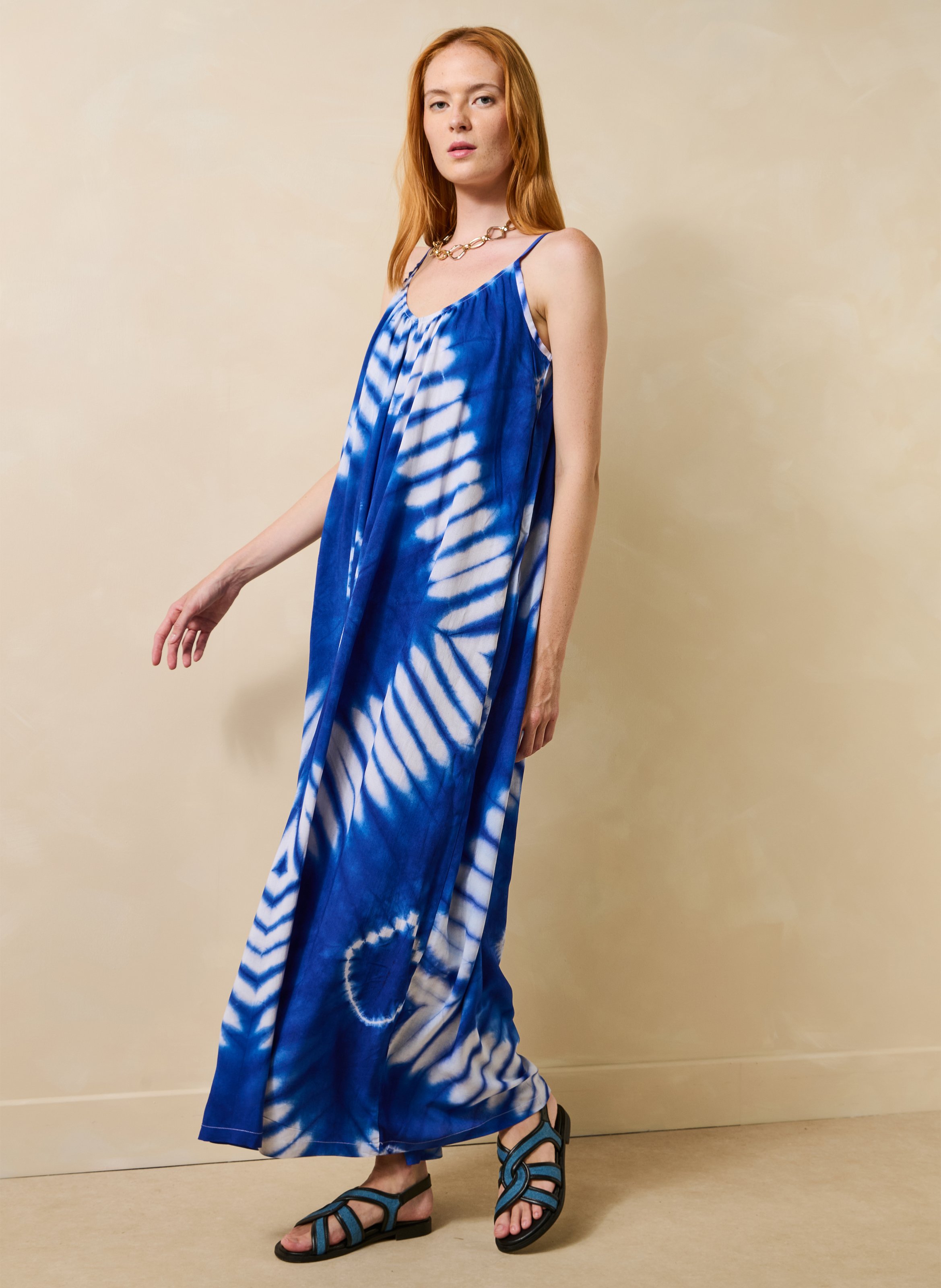 Long printed dress LA FEE MARABOUTEE Blue