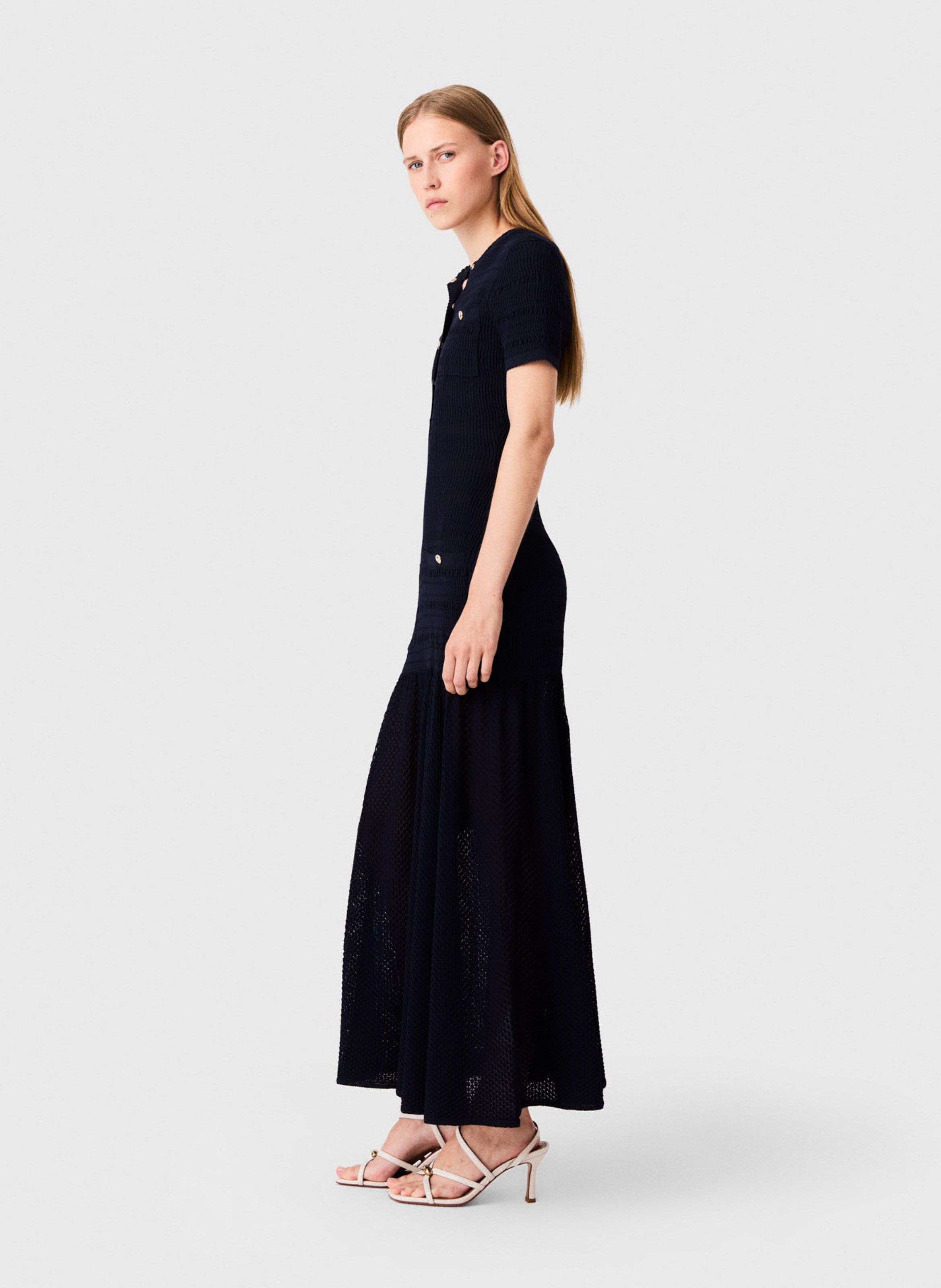 Flared buttoned long dress MAJE Blue