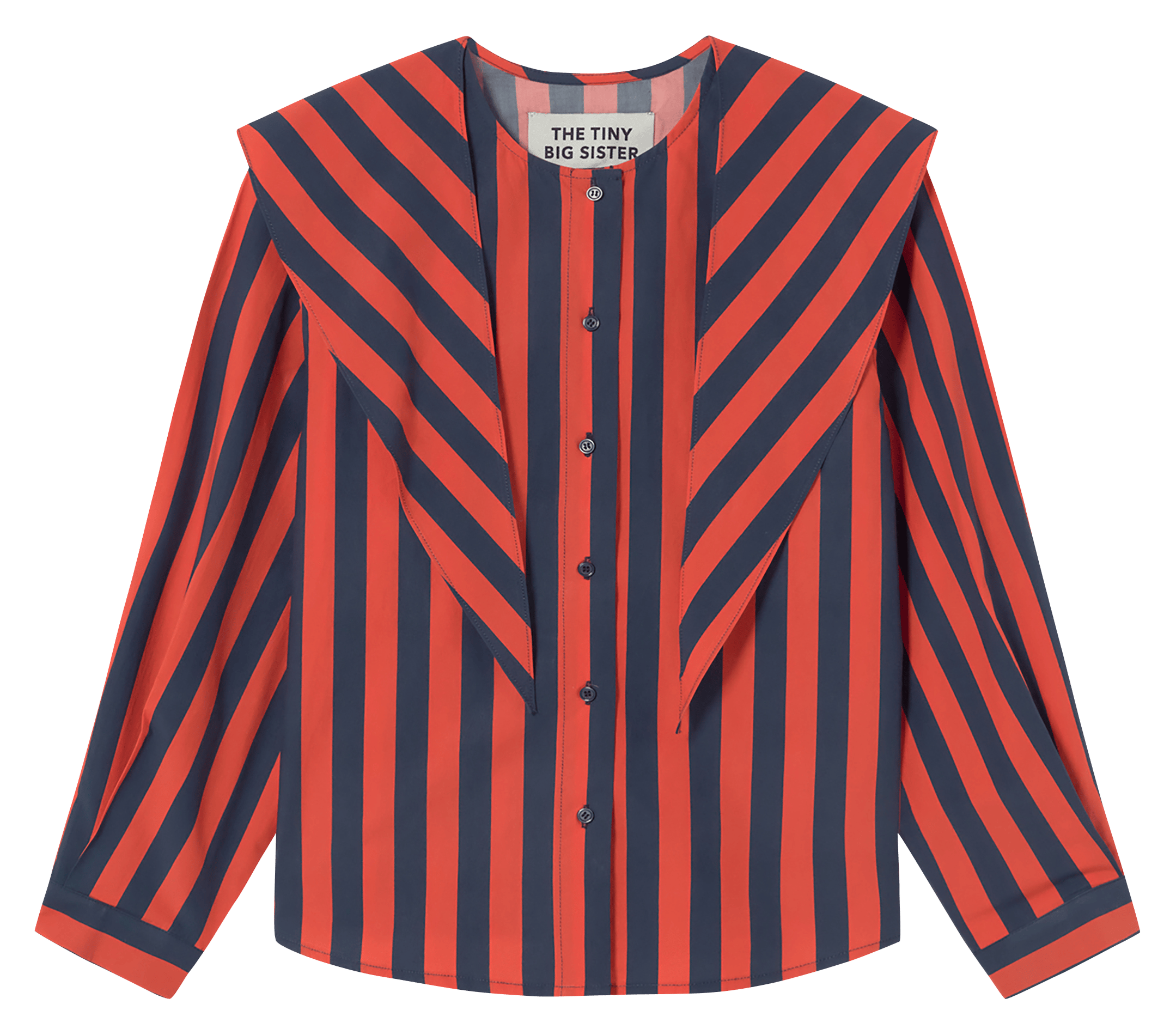 Rechte gestreepte blouse met ronde hals van katoen THE TINY BIG SISTER Veelkleurig