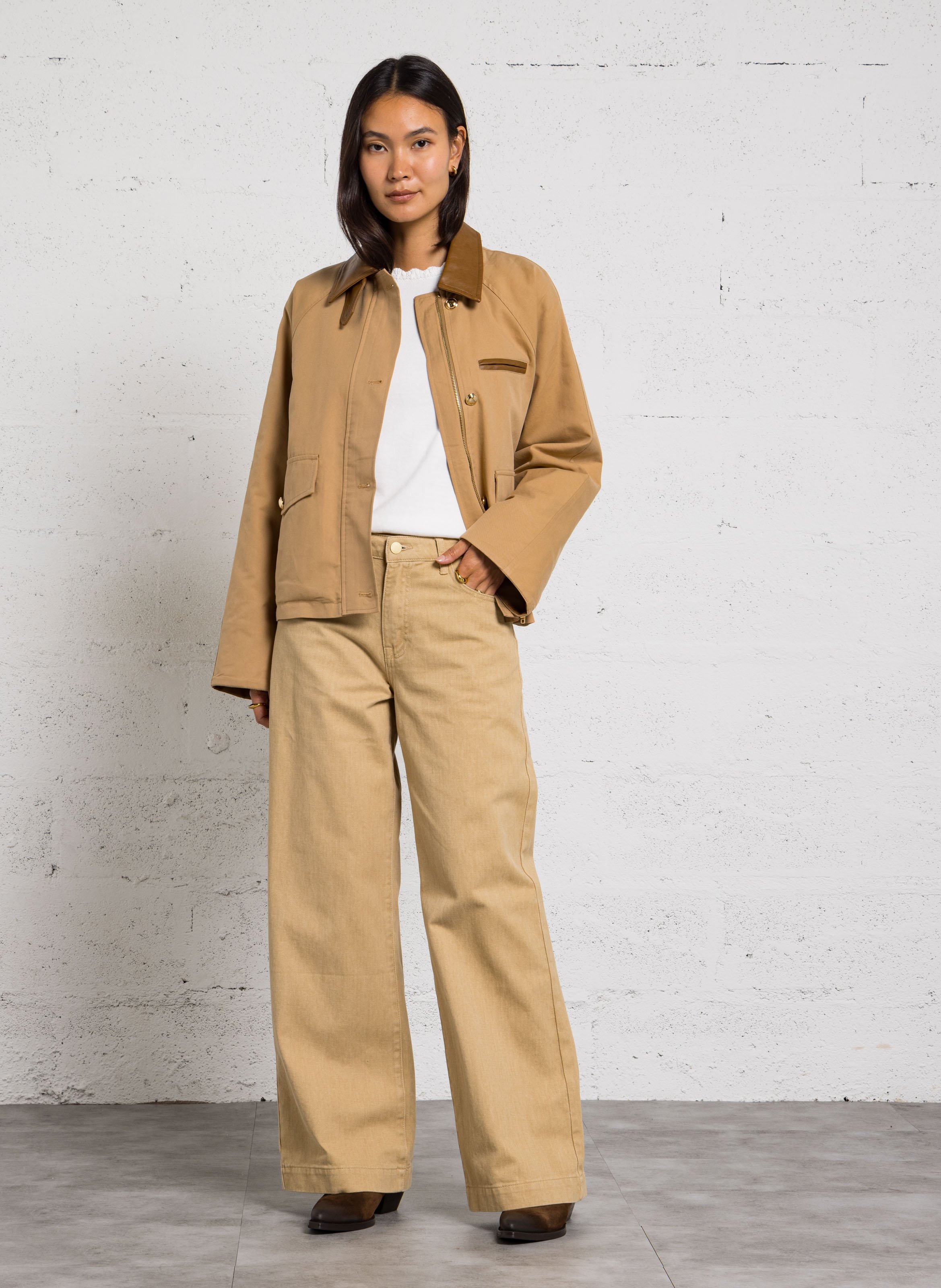 Veste ample en coton mélangé LA PETITE ETOILE Marron
