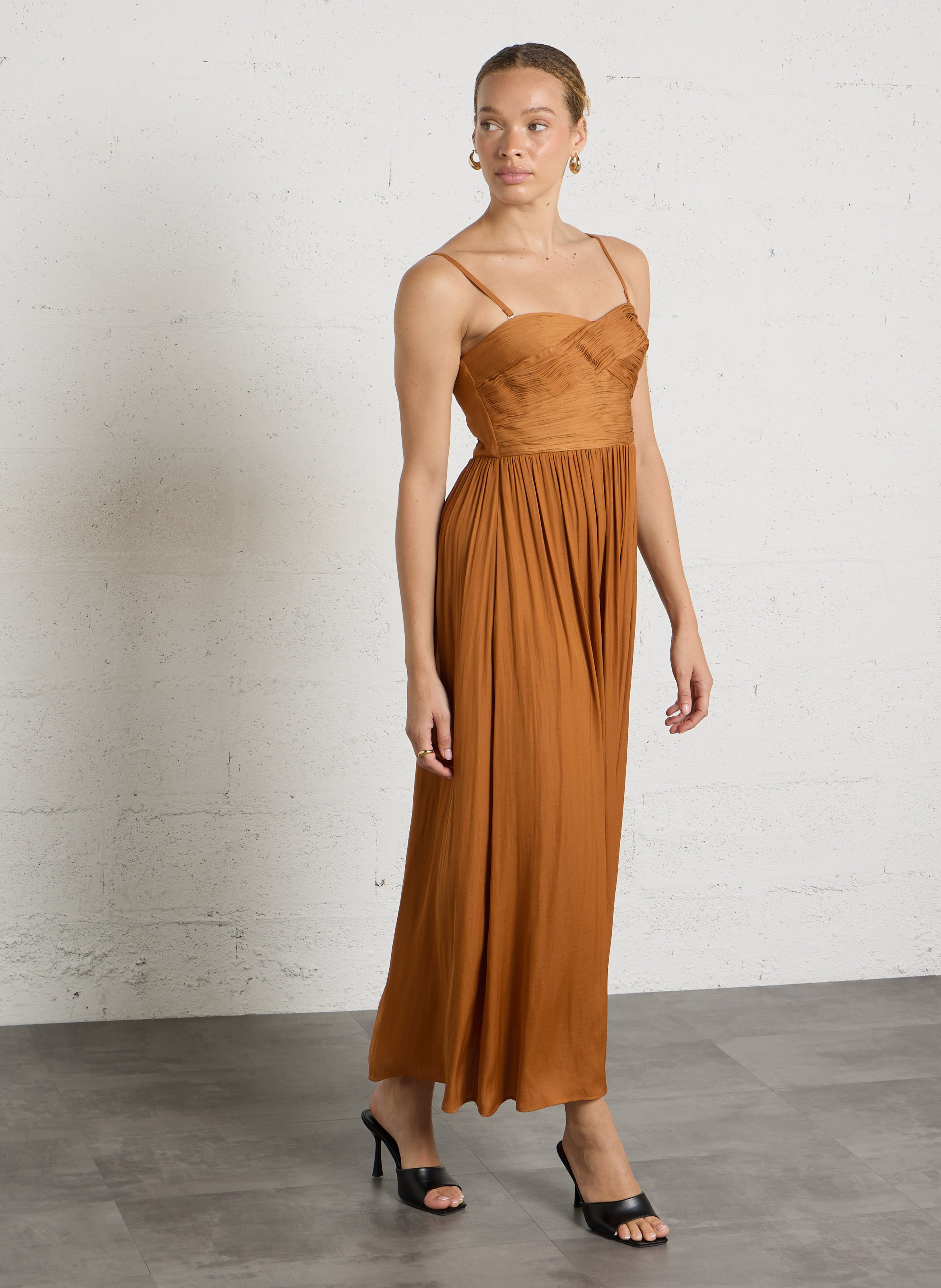 Robe longue à bretelles plissée MAISON 123 Doré