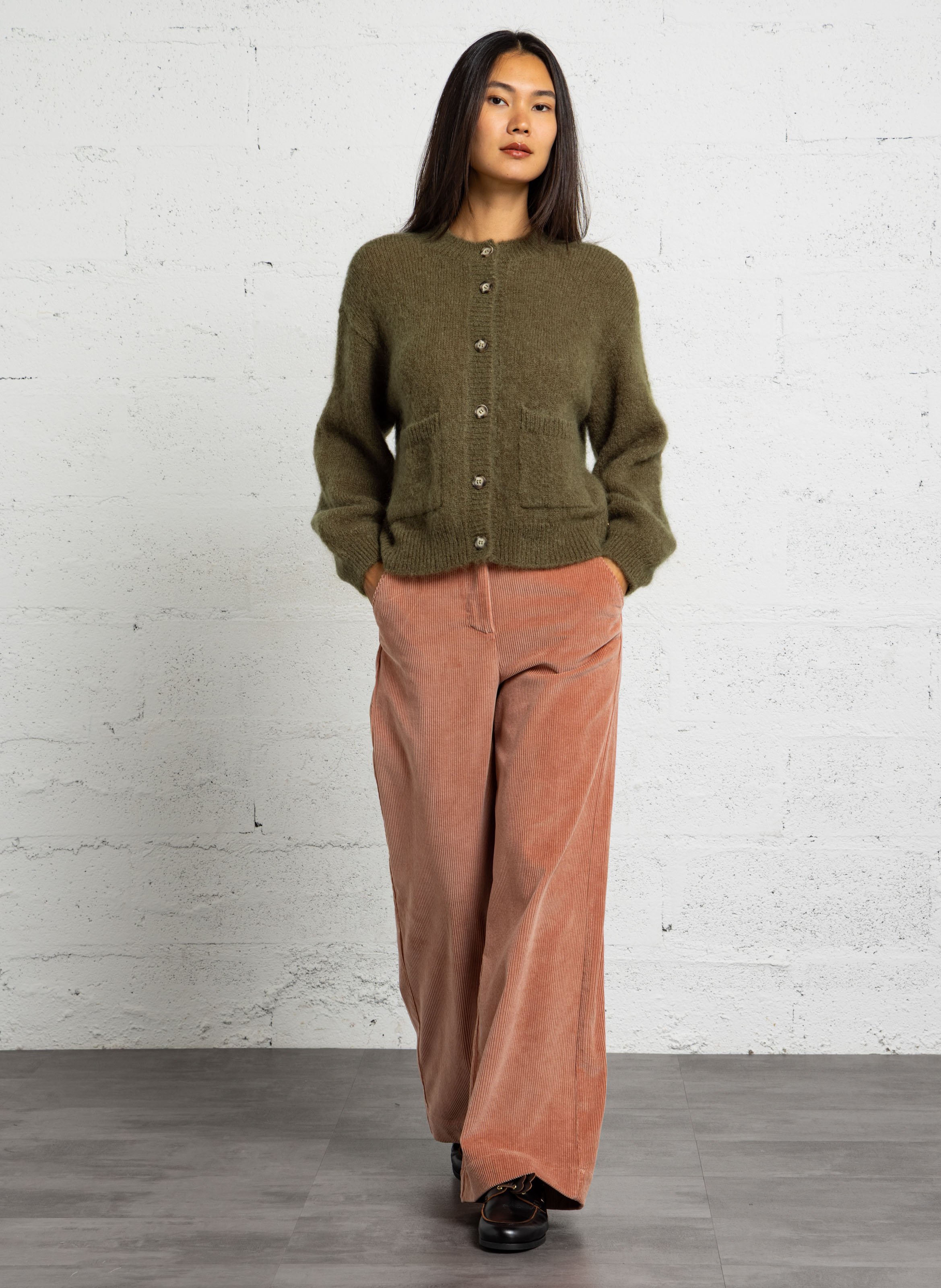 High-waisted cotton pants DES PETITS HAUTS Pink