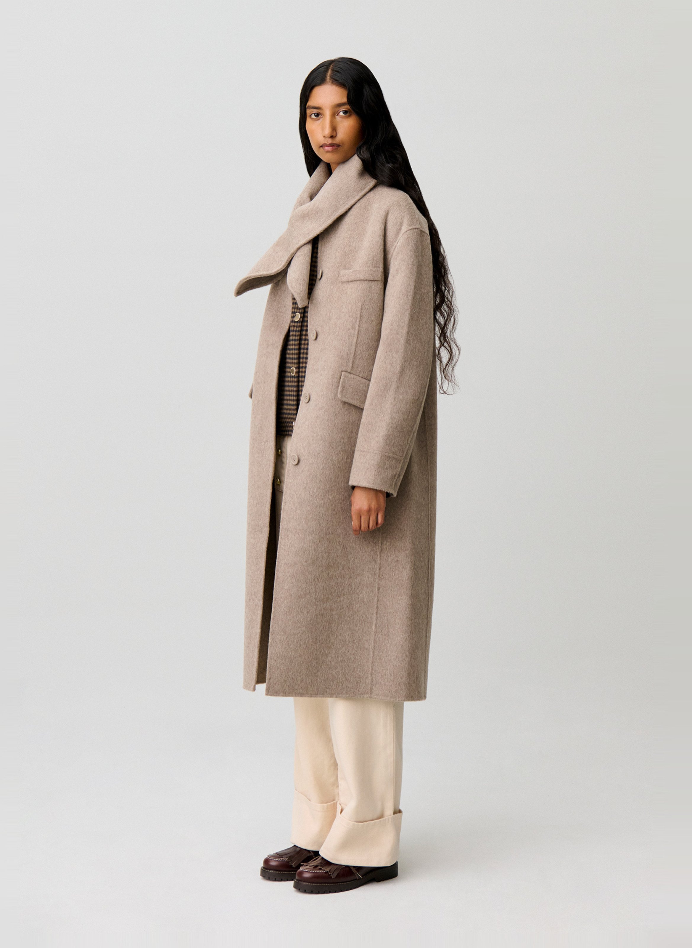 Gerader Mantel aus Wollmix CLAUDIE PIERLOT Beige
