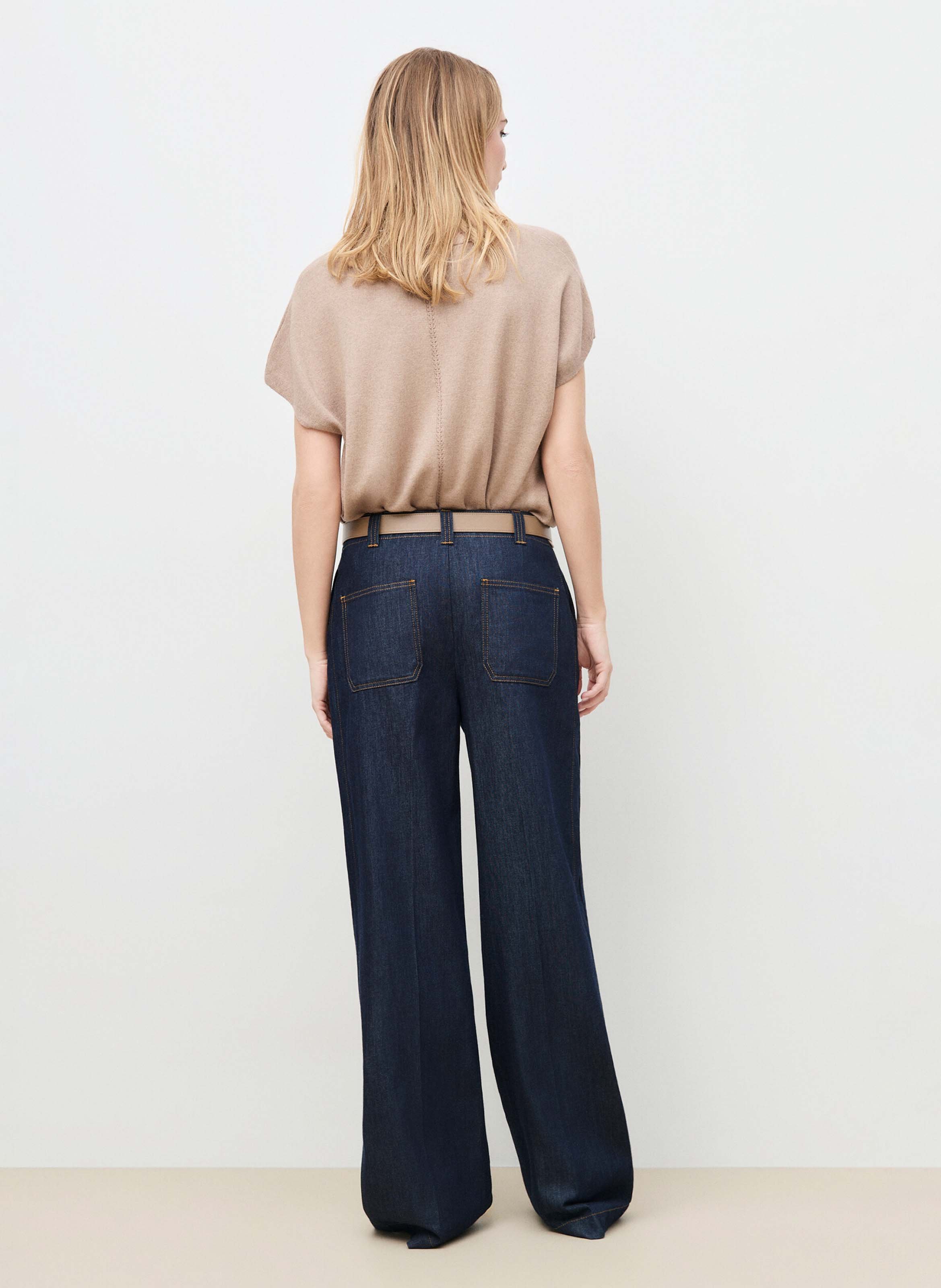 Wide-leg cotton-blend jeans CAROLL Blue