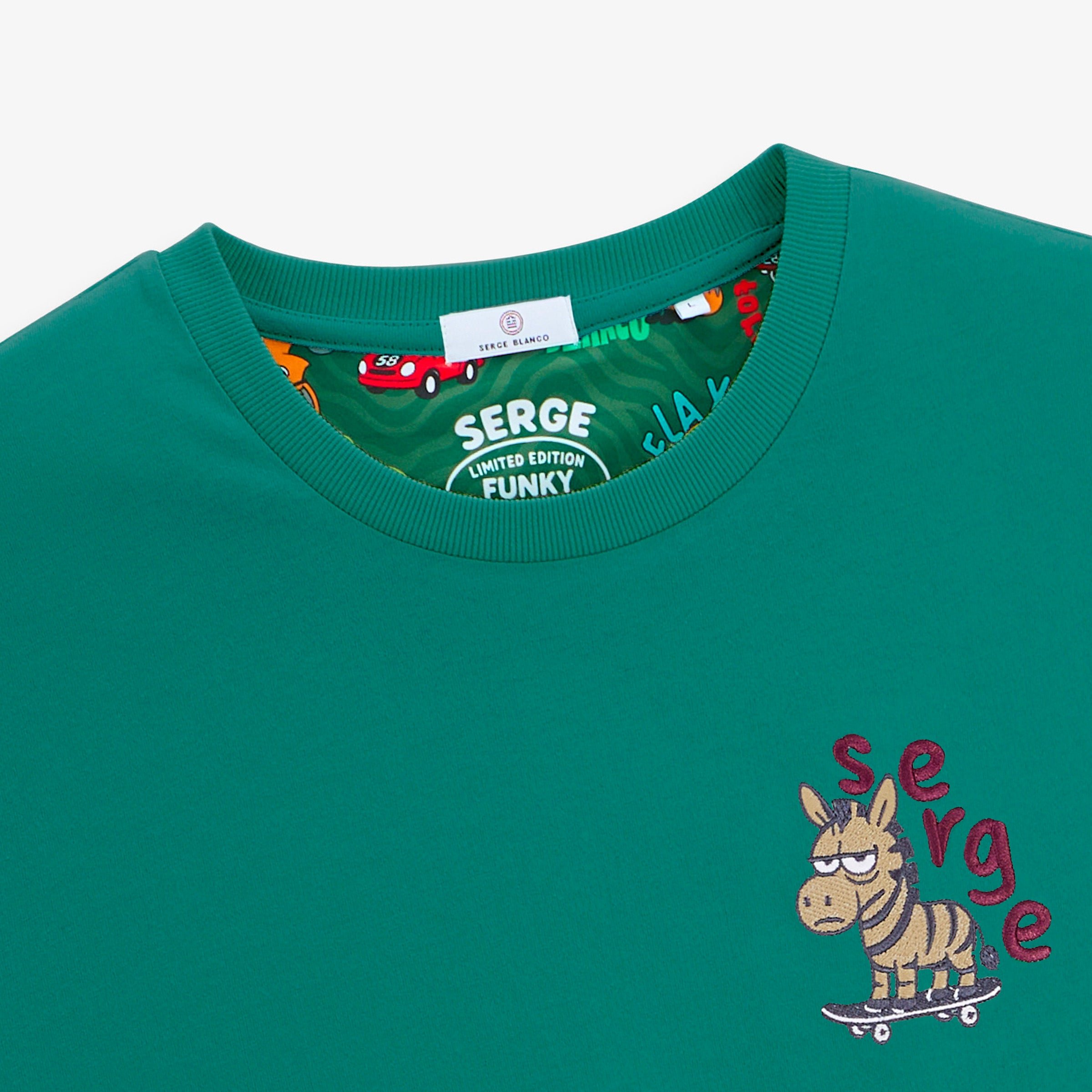 Short-sleeved t-shirt with embroidered Thor design in green. SERGE BLANCO Green