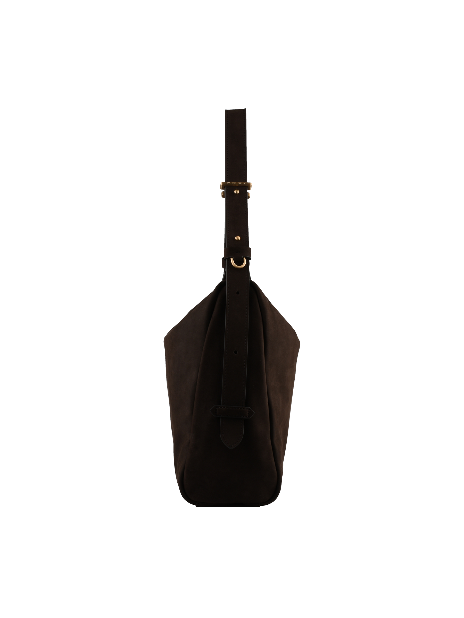 Shoulder bag in cowhide leather with nubuck finish | Brown POURCHET Women