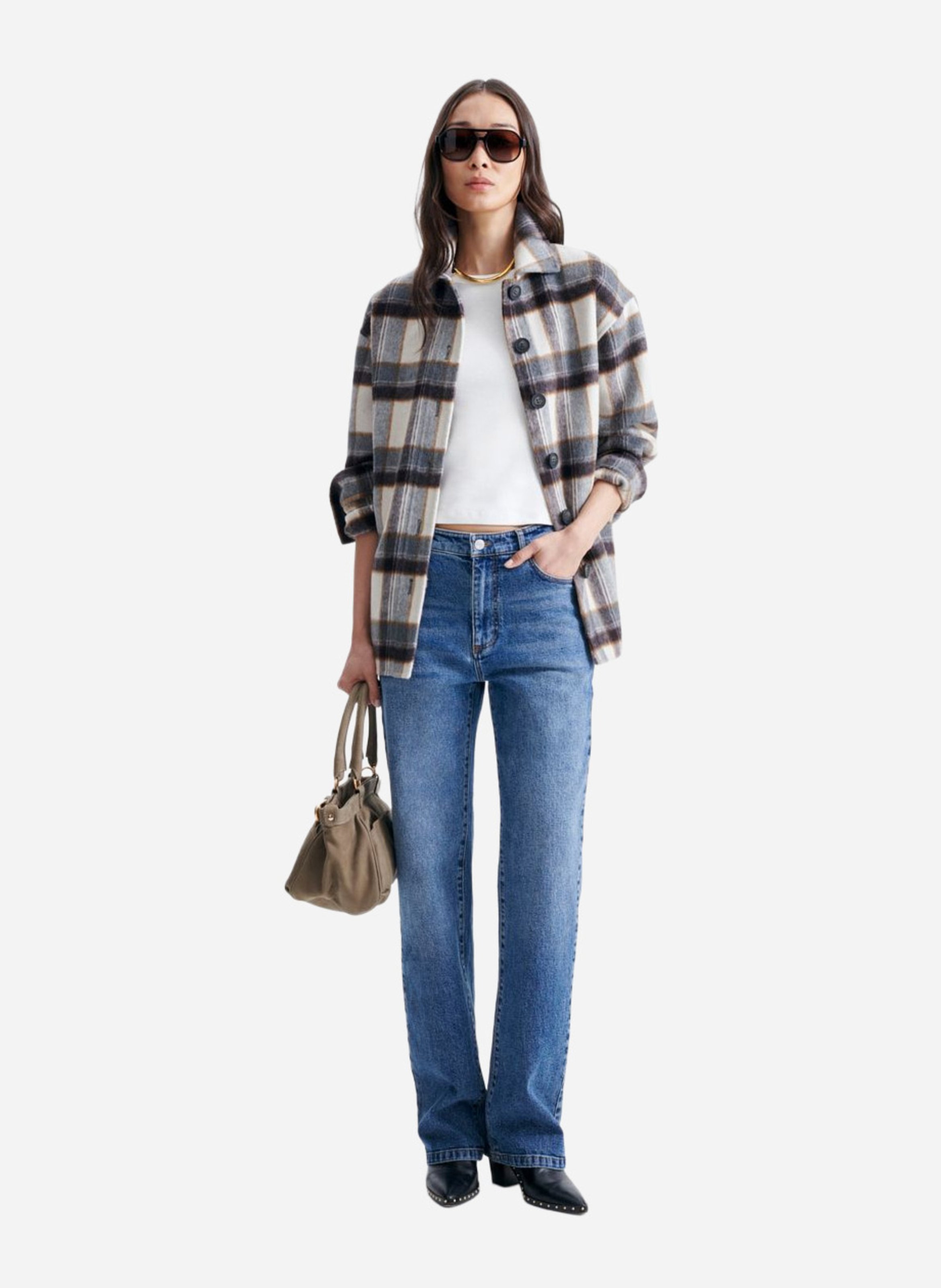 Wool-blend overshirt with classic collar VANESSA BRUNO Grey