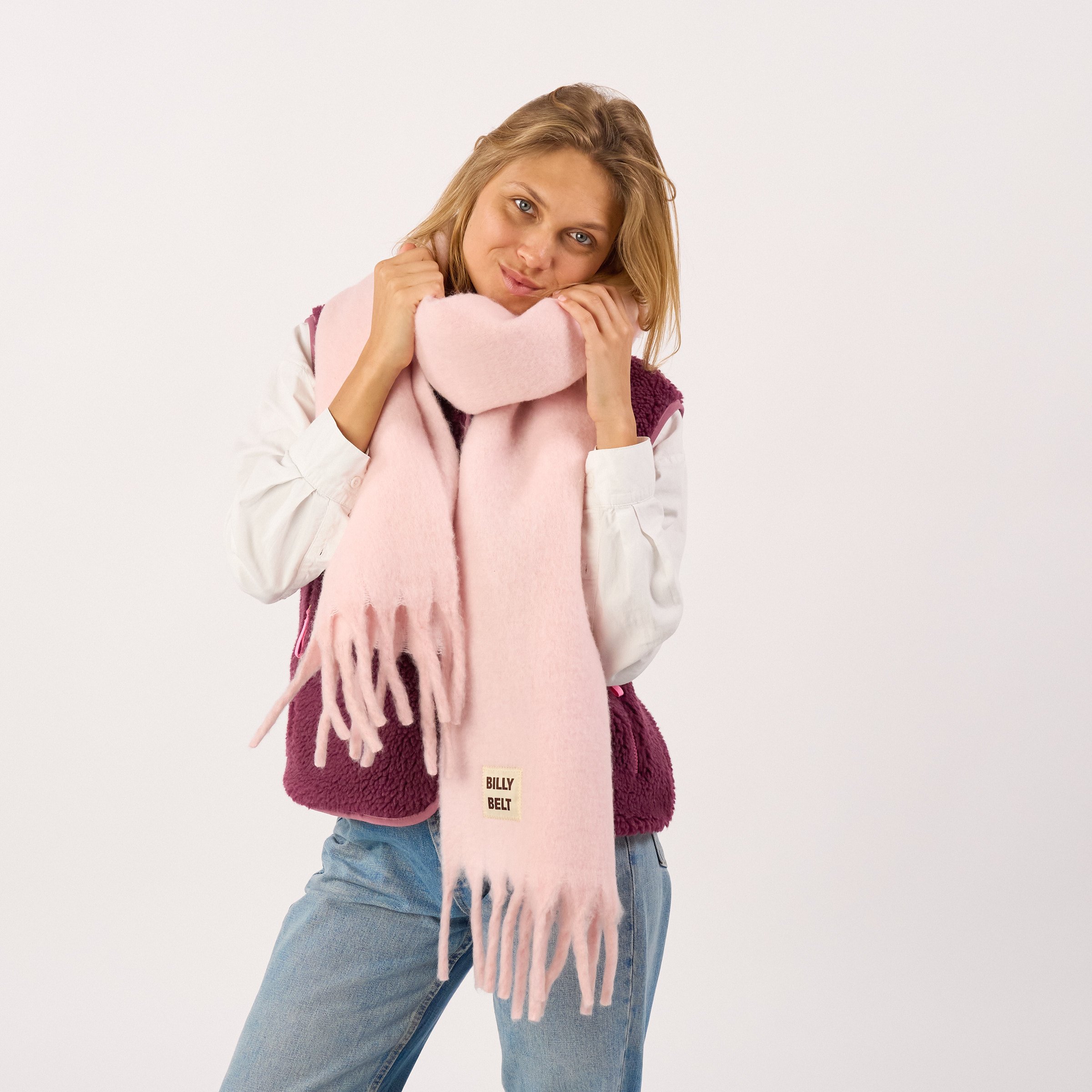 Wide wool scarf BILLYBELT Pink