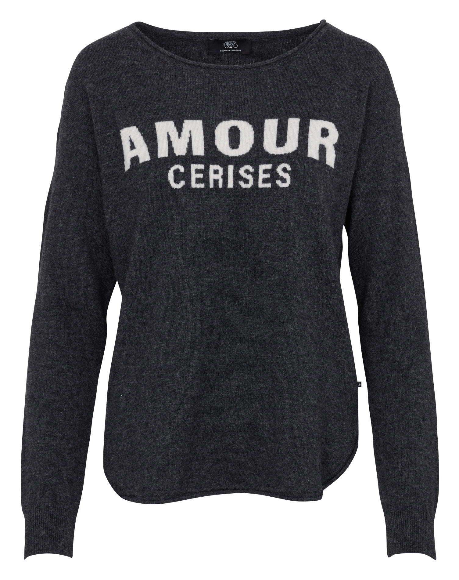 Pull col rond en laine LE TEMPS DES CERISES Gris