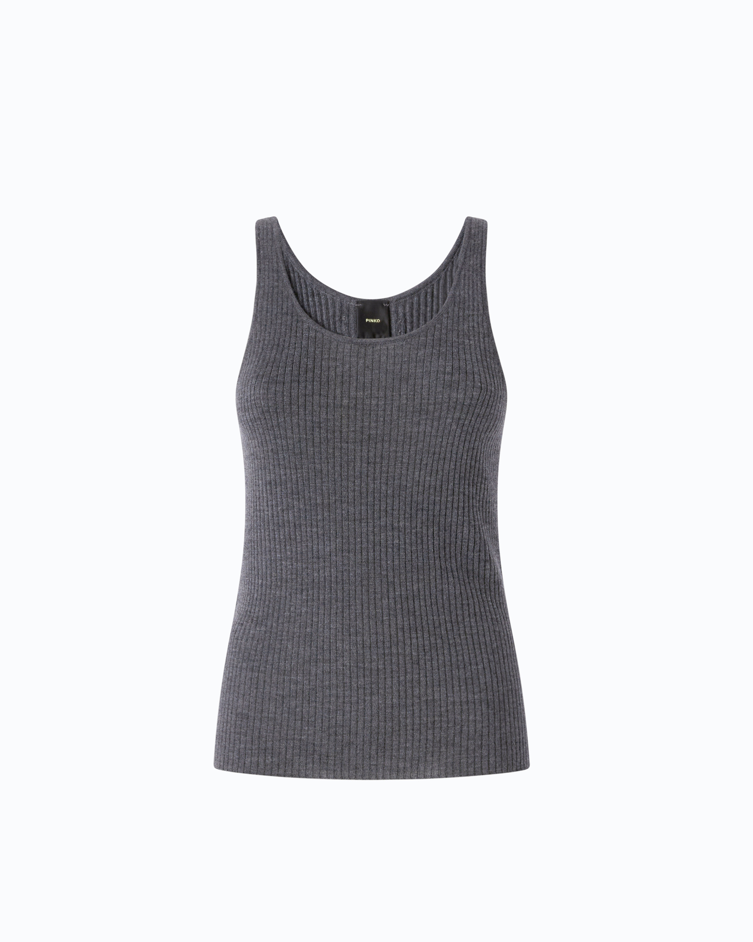 Ribbed merino wool tank top PINKO Grey