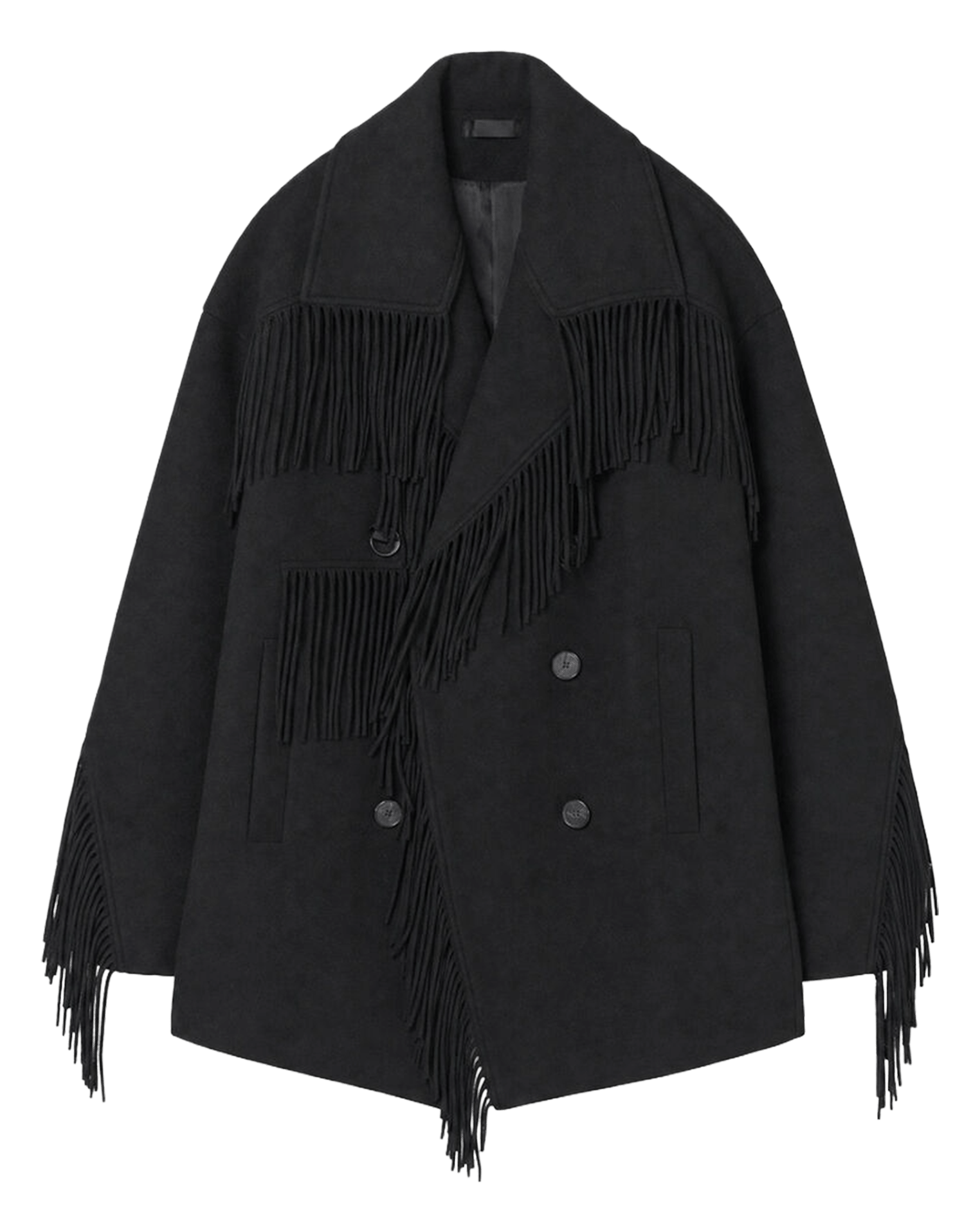 Oversized fringed coat in a wool blend IRO Black