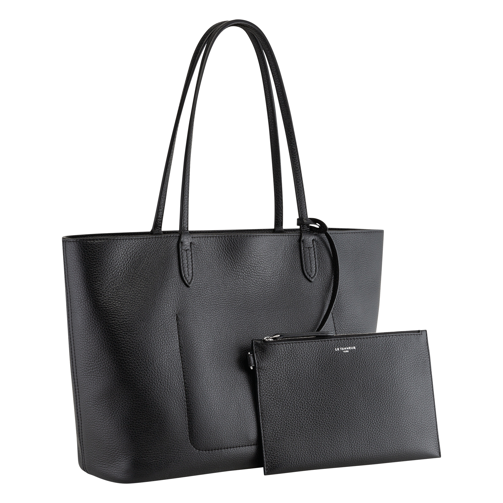 Grand sac cabas en cuir grainé  LE TANNEUR Noir