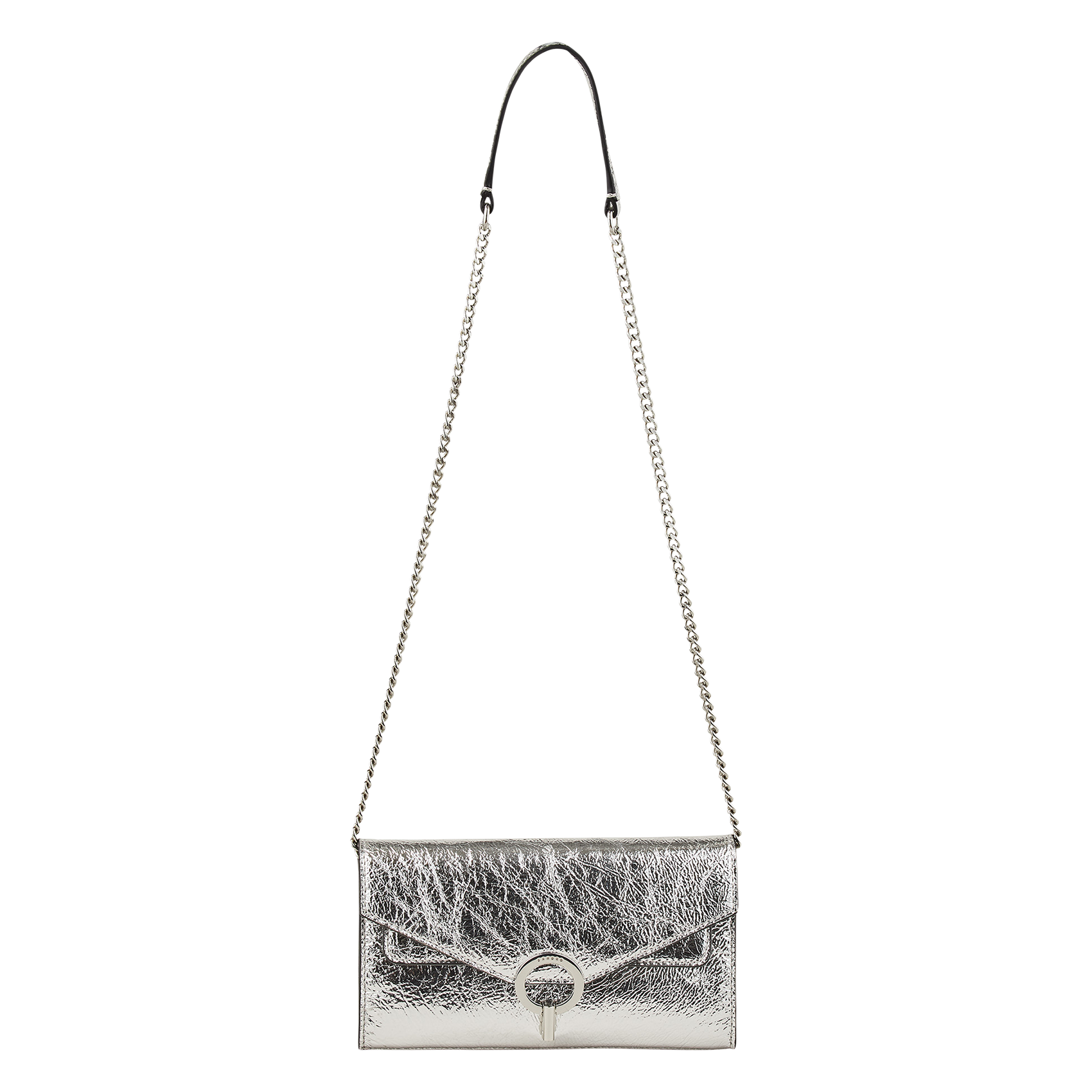 Leather shoulder bag SANDRO Silver