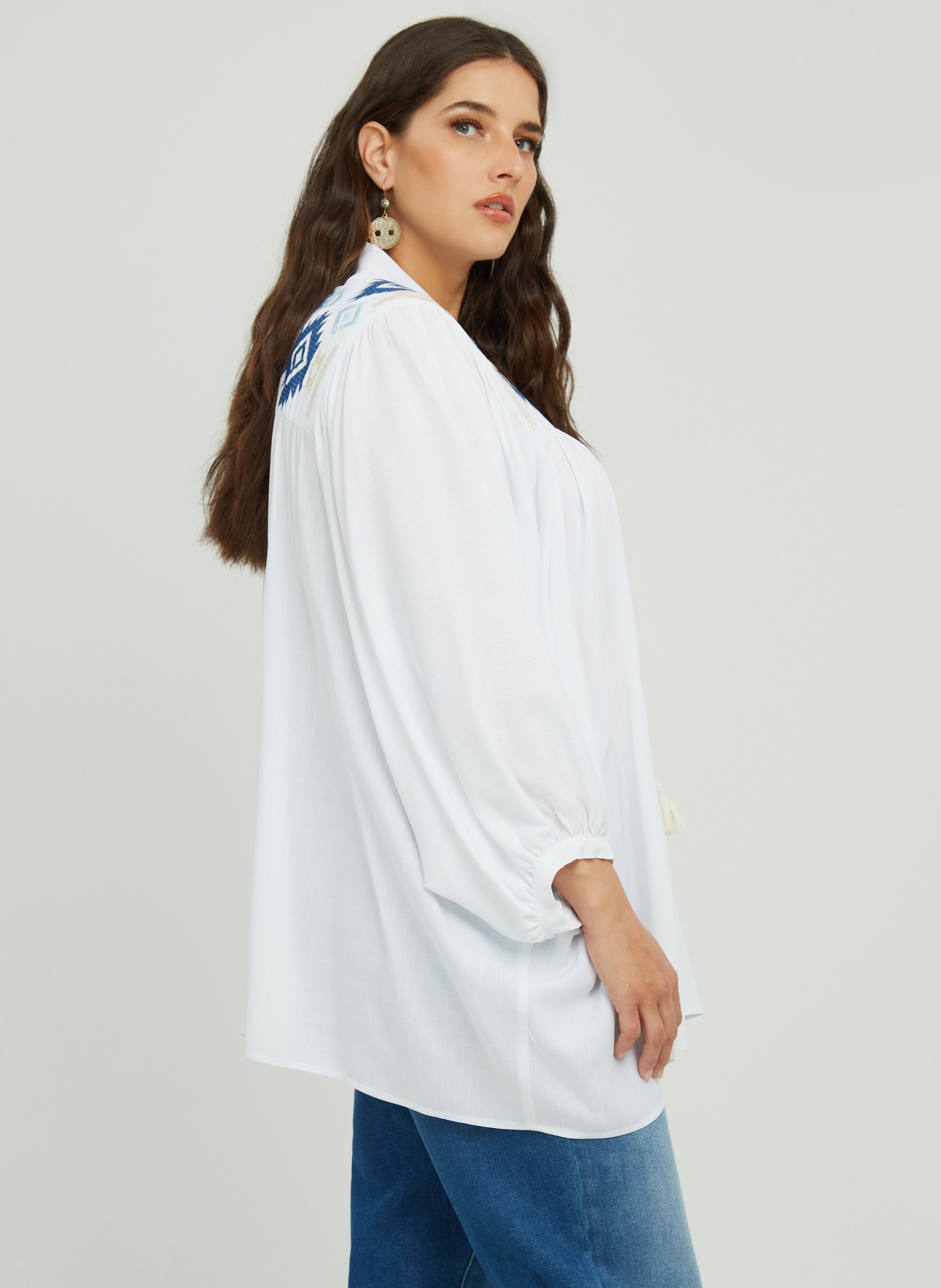 women's white embroidered blouse