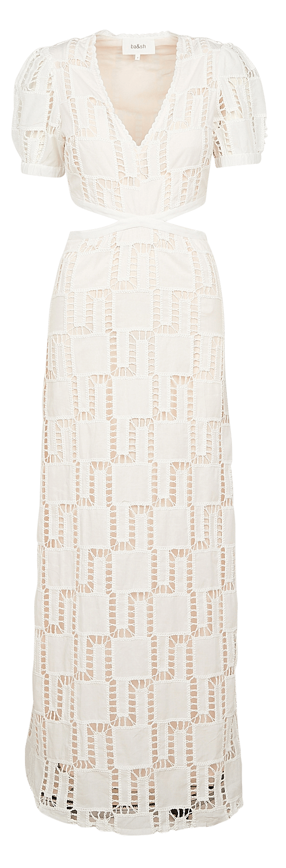 Robe longue brodée avec découpes en coton bio  BeigeBA&SH