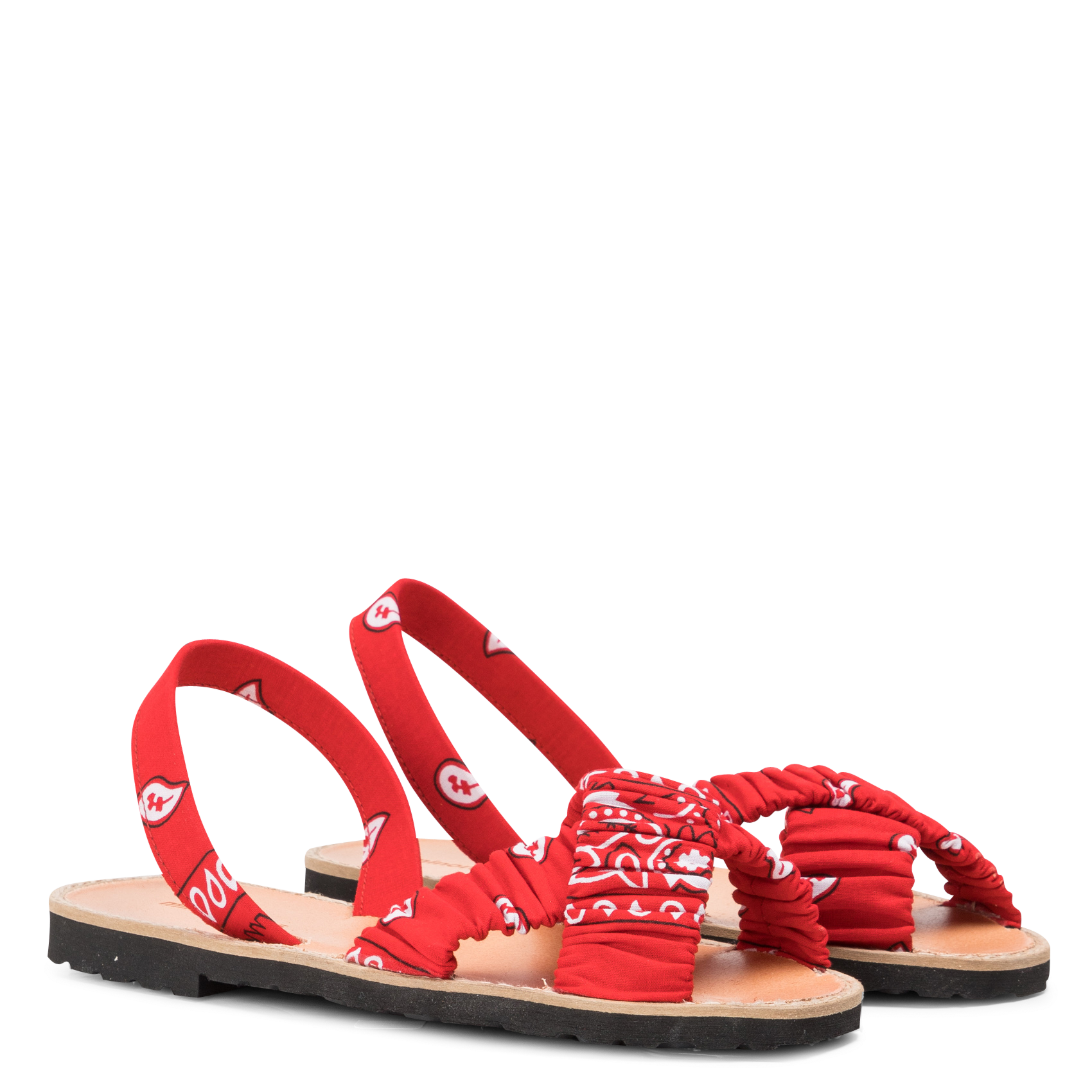 Sandales plates en toile imprimée MINORQUINES Rouge