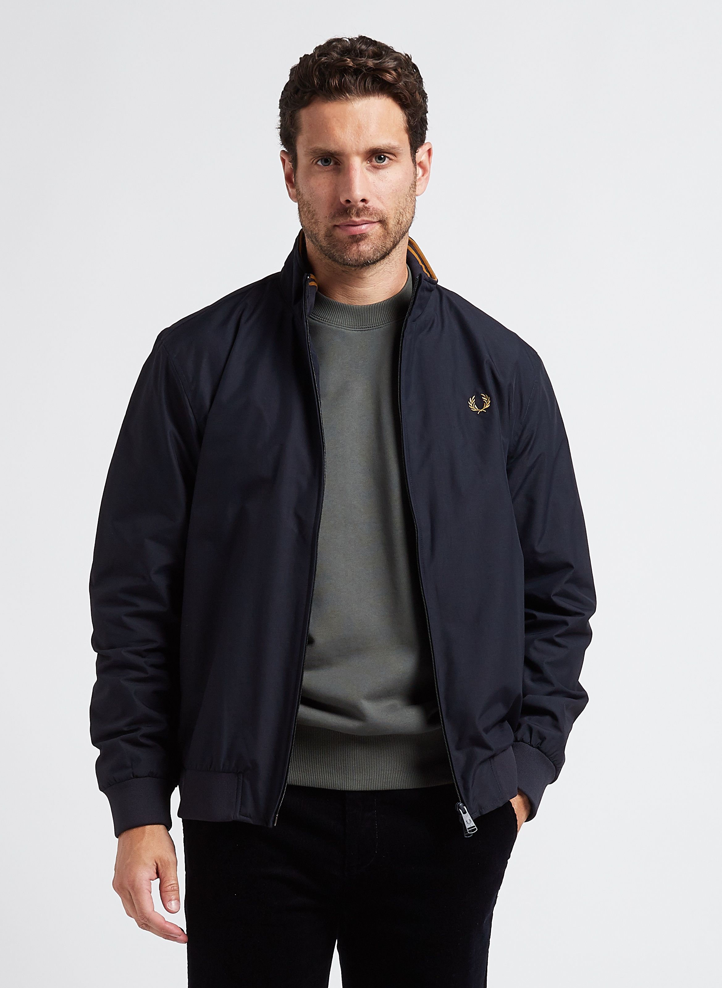 Straight-cut Jacket With Stand-up Collar Navy Fred Perry - Men