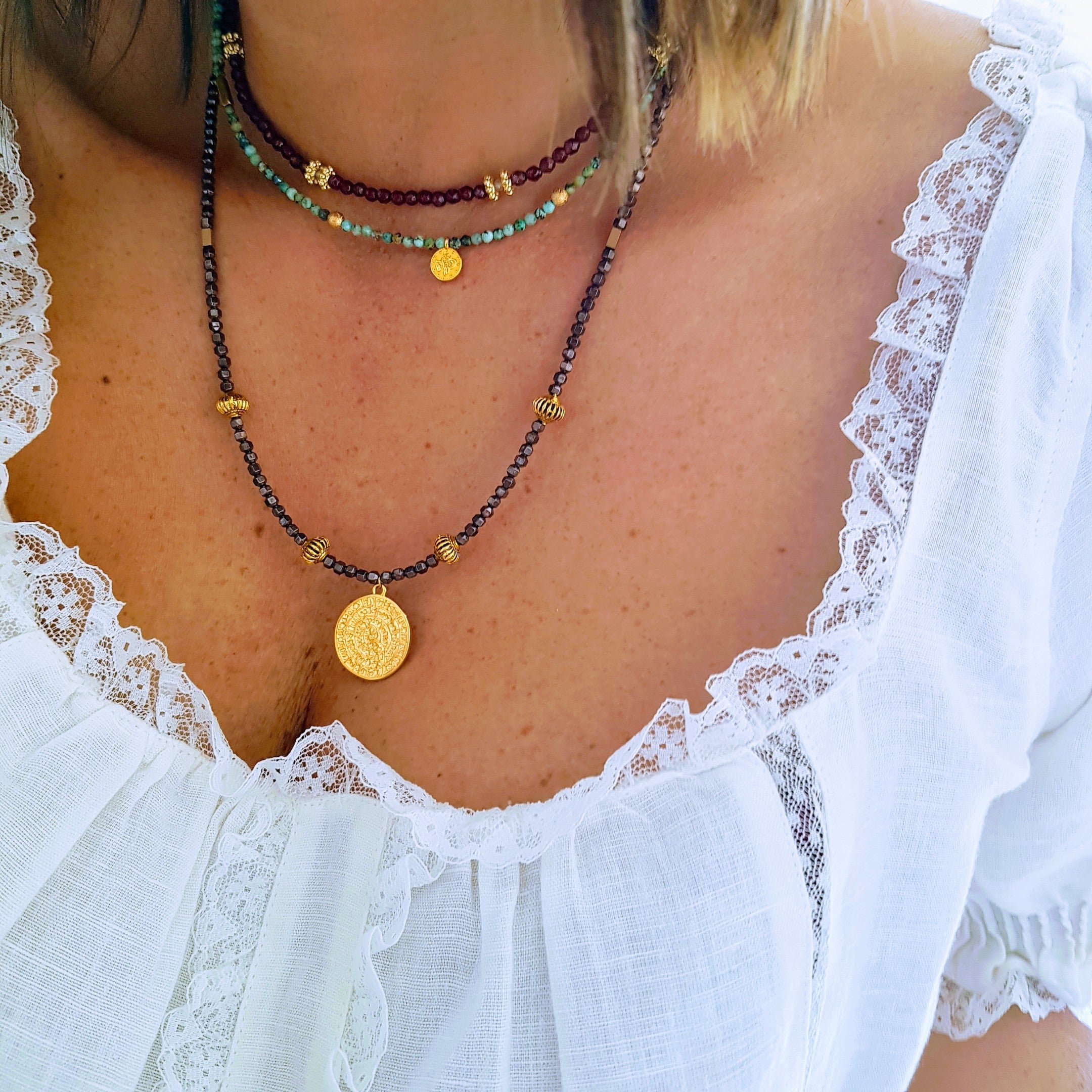 Garnet necklace GINANDGER Blue