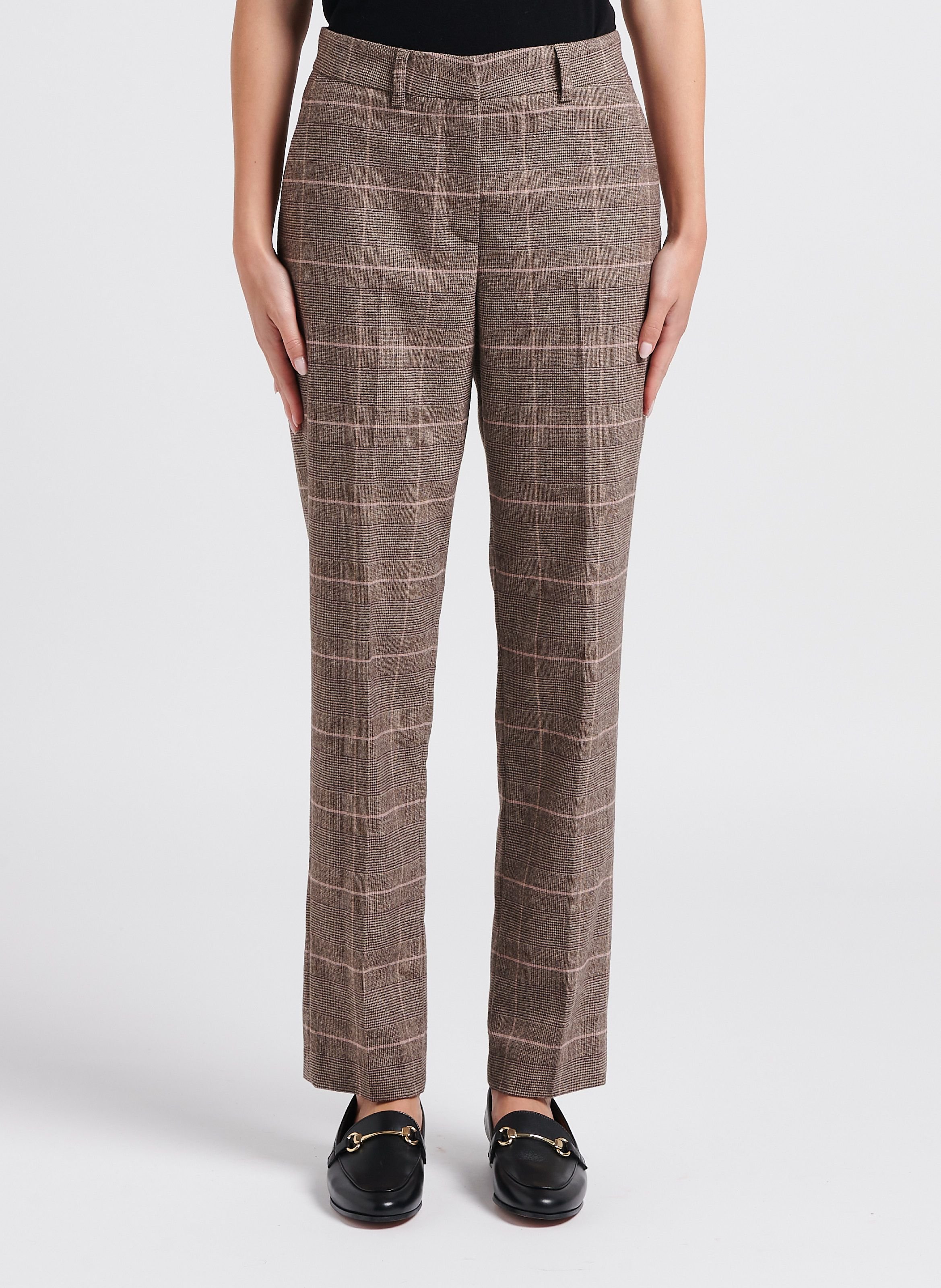 Pantalon Carotte Imprim Carreaux June Marron Pablo Femme