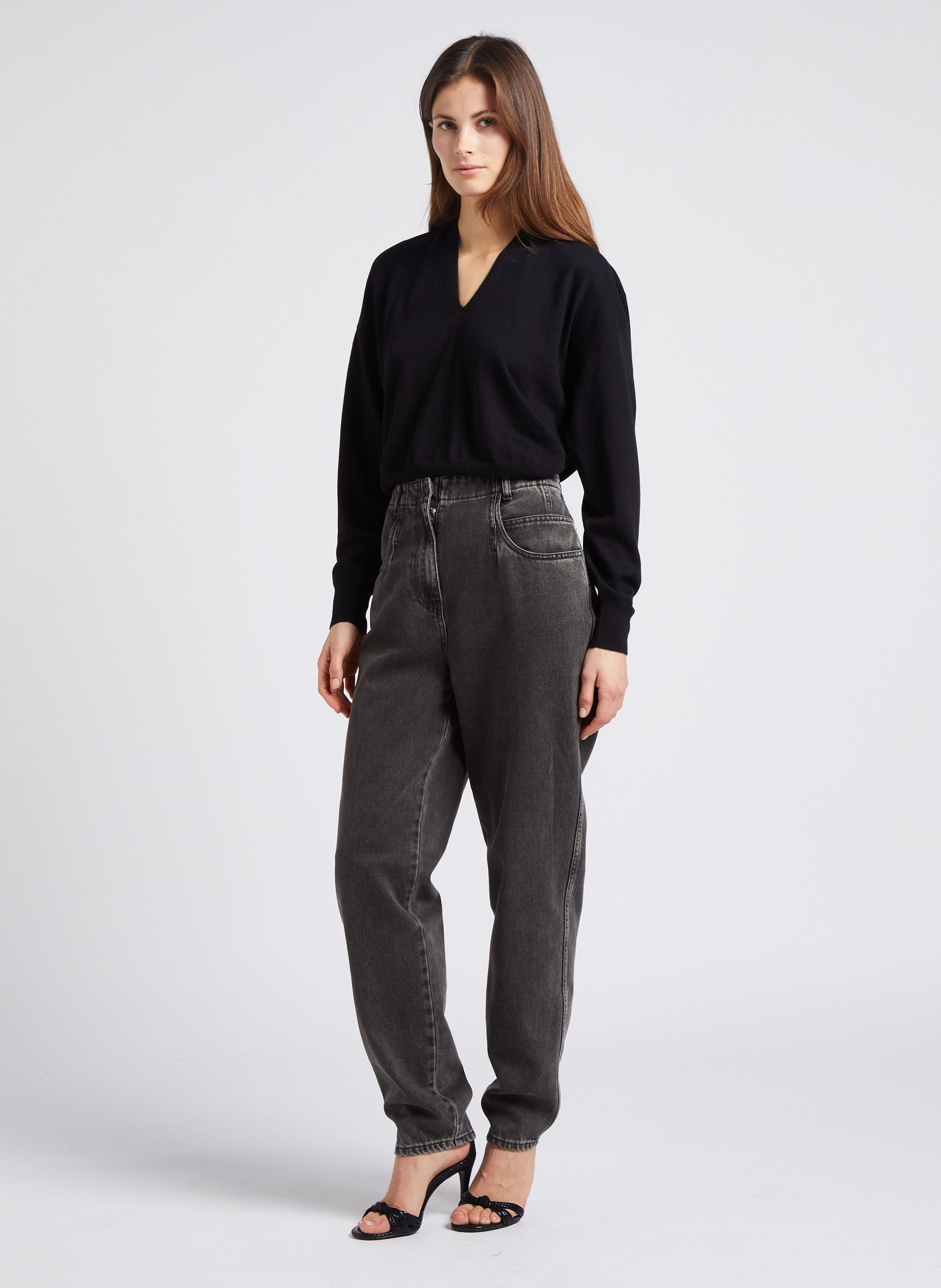 Pull col V droit en coton et cachemire mélangé IRO Noir