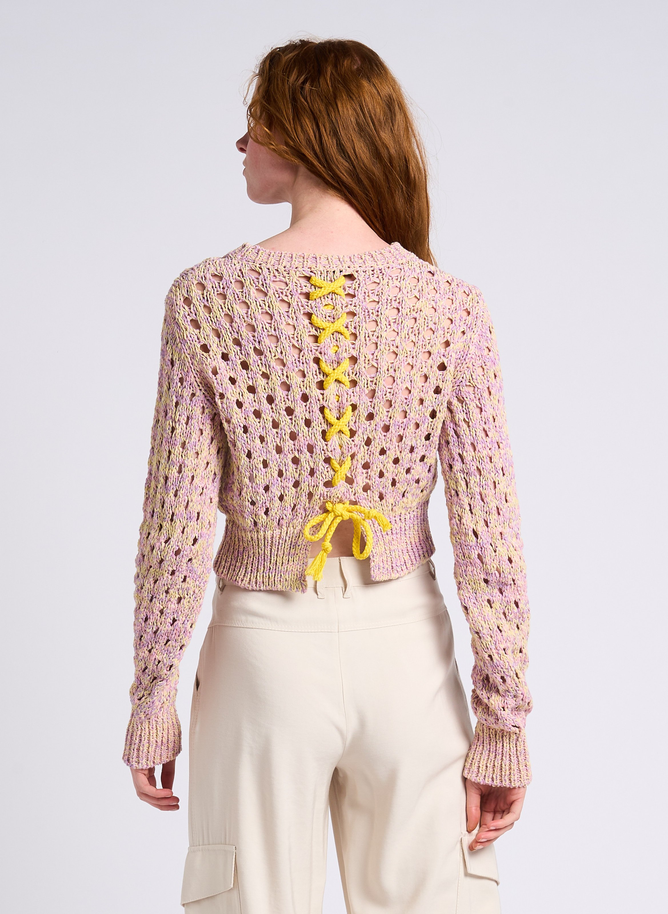 Chunky openwork knit sweater MAX&Co. Pink