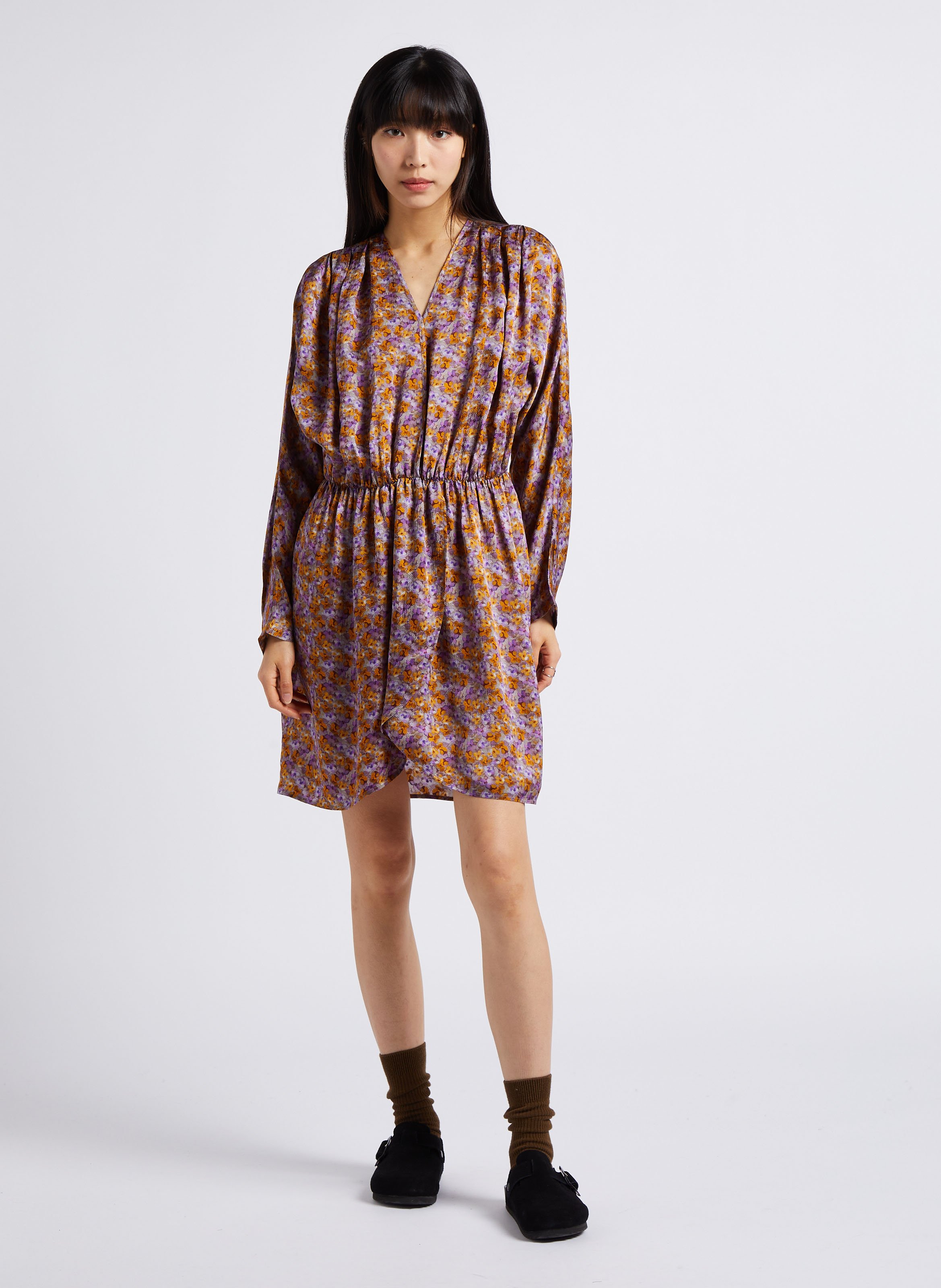 V-neck fitted midi dress ATTIC AND BARN Purple