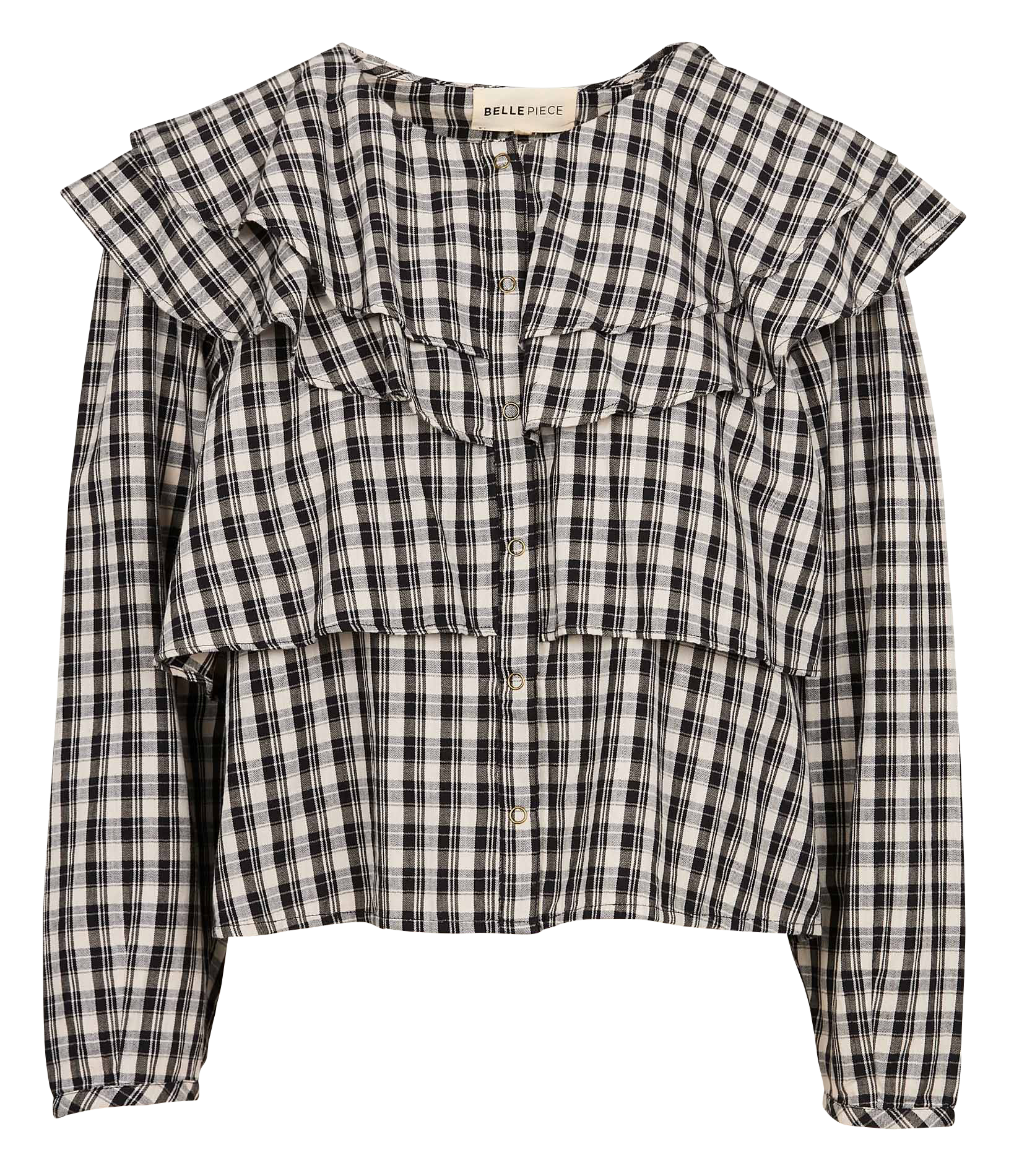 Straight round neck cotton shirt BELLEPIECE Black