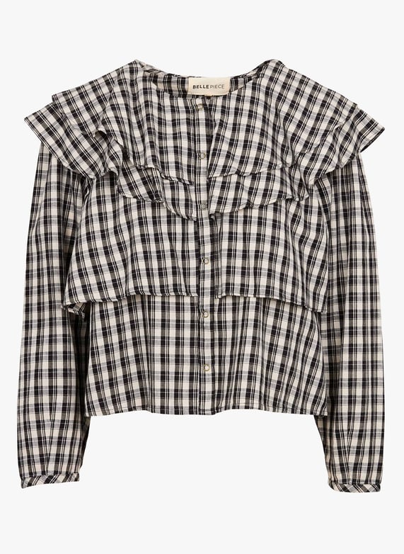 Chemise droite col rond en coton Paris Noir Bellepiece Femme