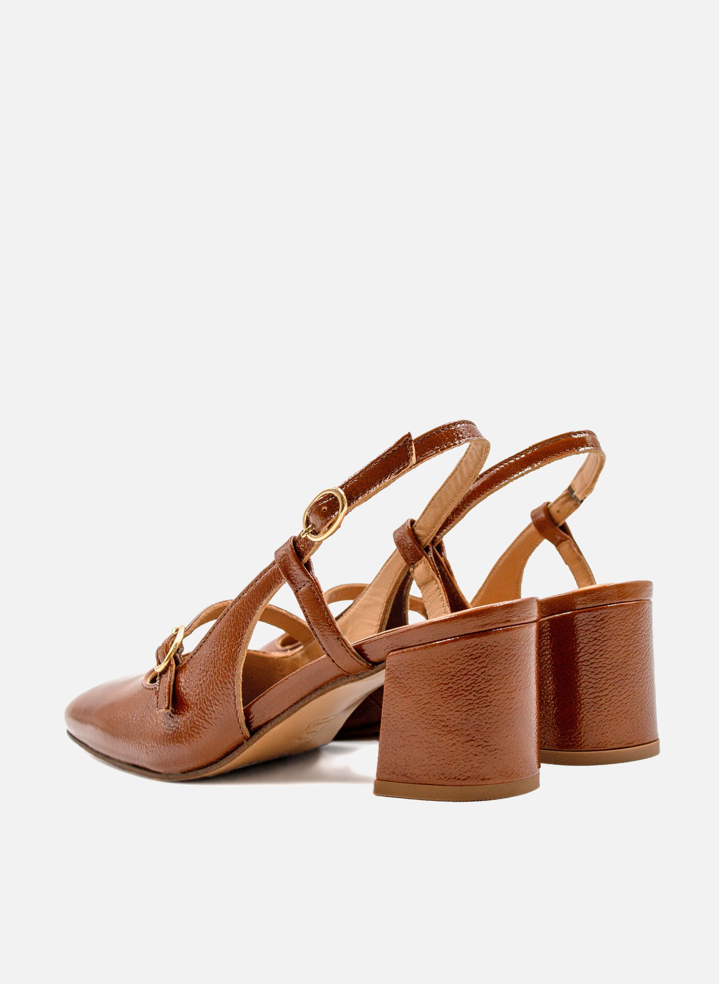 Patent leather slingbacks JULES & JENN Brown