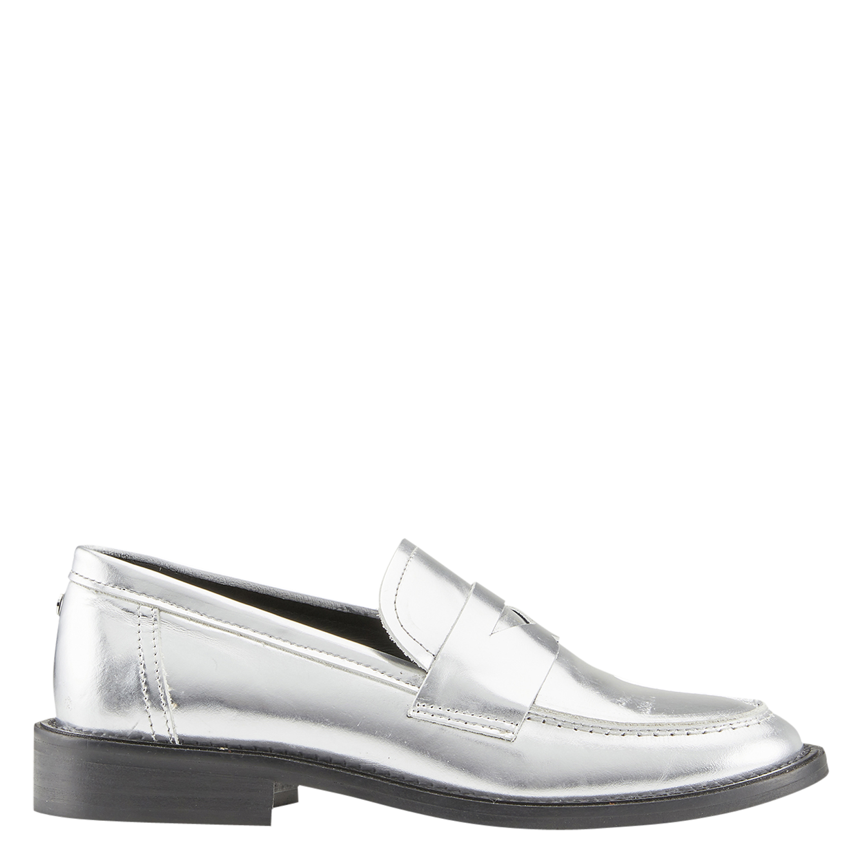 Metallic crackled leather loafers COSMOPARIS Silver