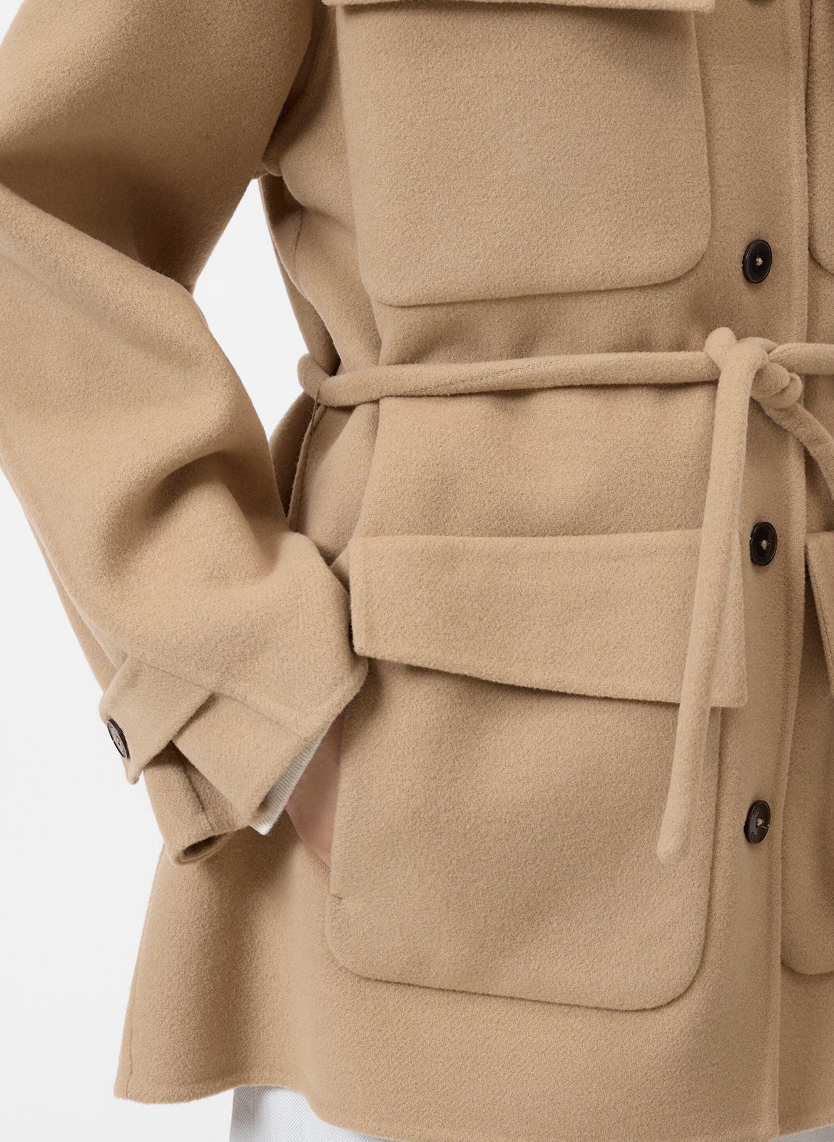 Manteau col montant boutonné en laine mélangée CLOSED Beige