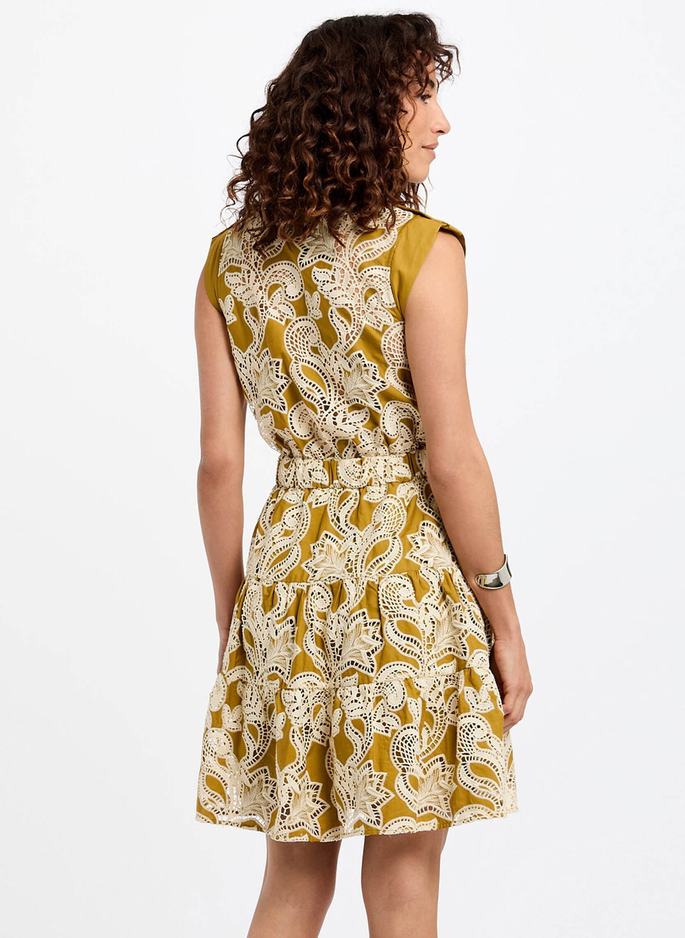 Short cotton dress with classic collar MORGAN Green