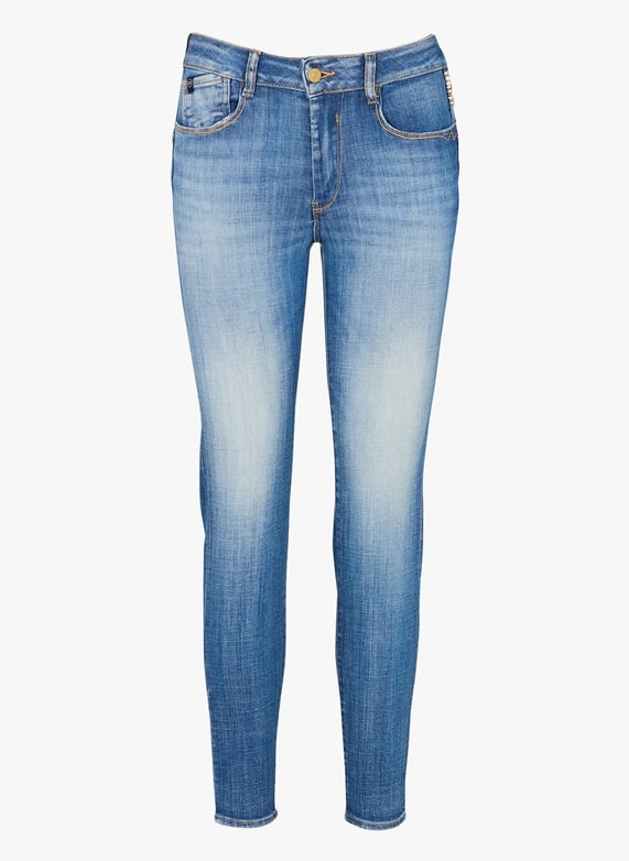High-Rise slim-Fit cotton blend jeans Blue Le temps des cerises