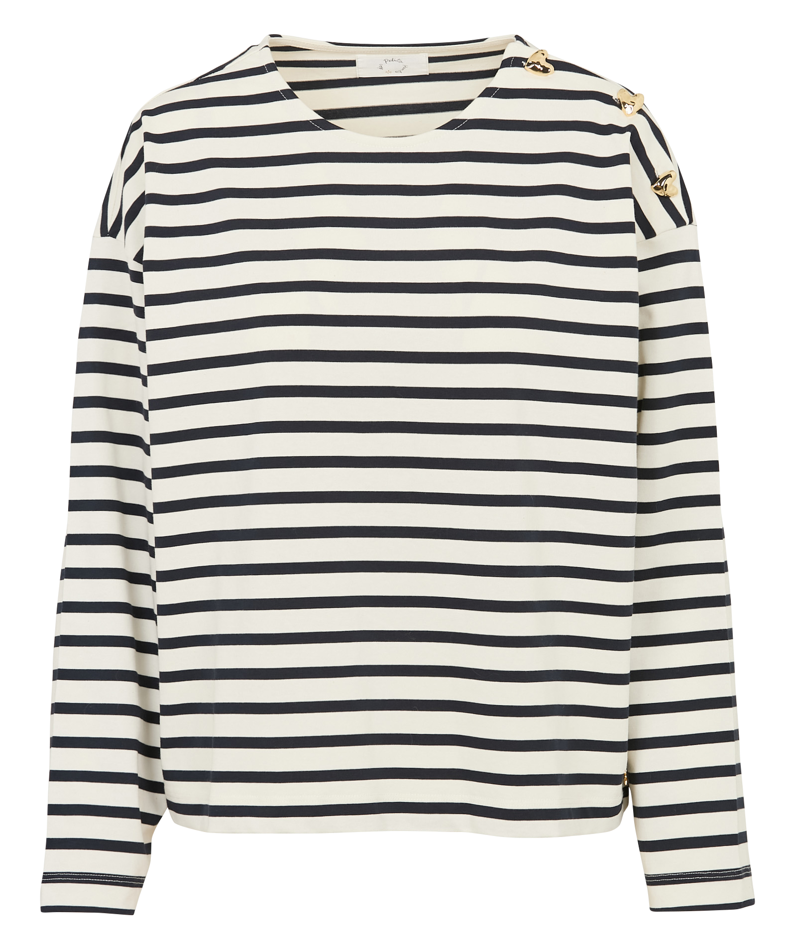 Top marinière manches longues en coton DES PETITS HAUTS Blanc