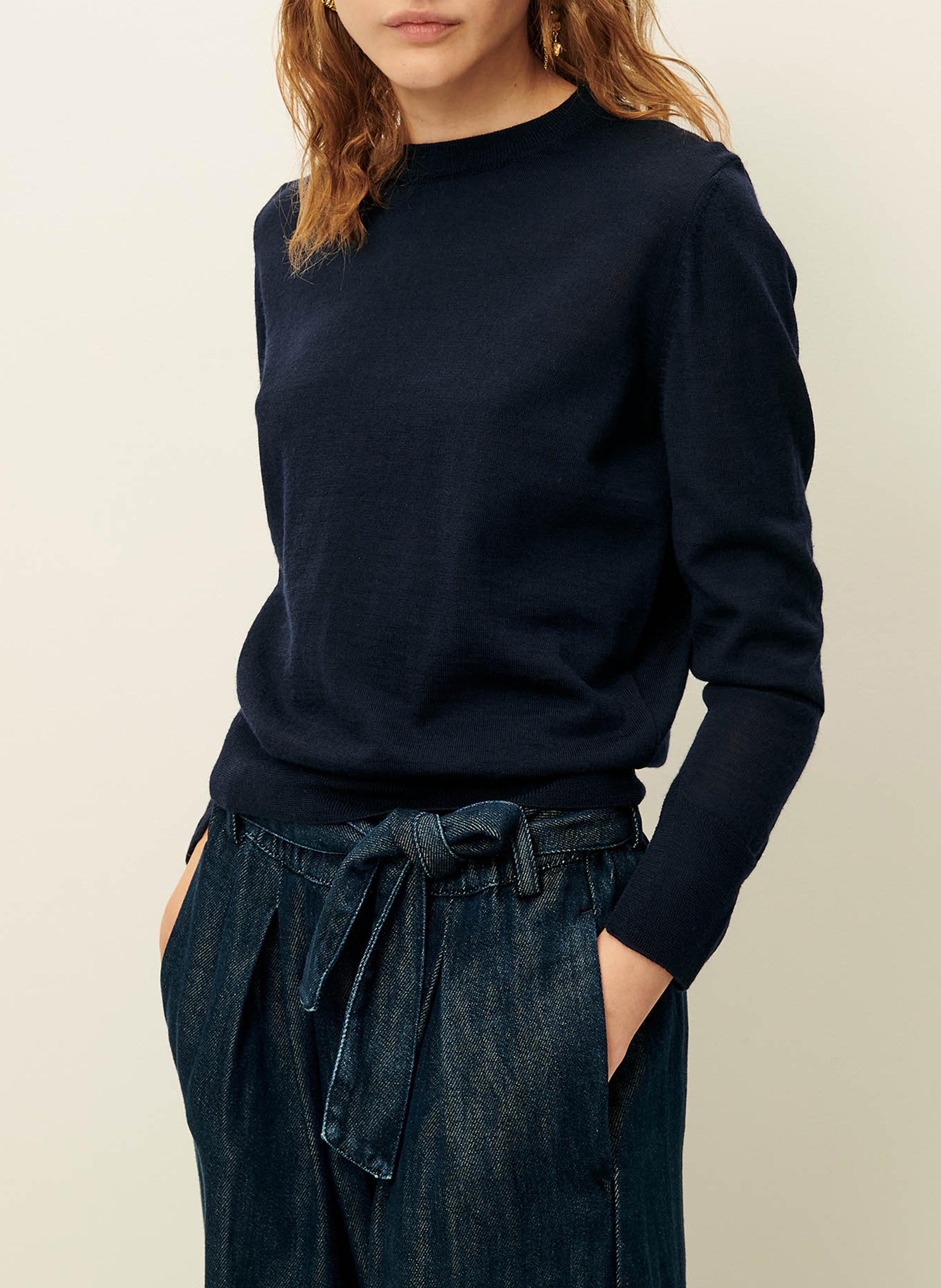 Pull col rond en laine SESSUN Bleu