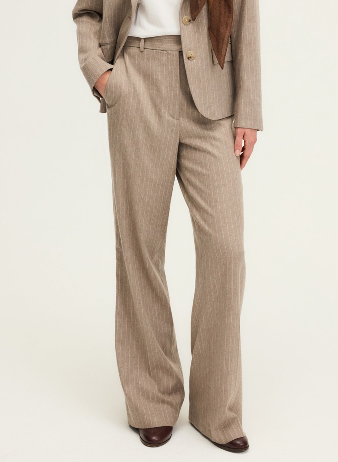 Pantalon large rayé PABLO Beige