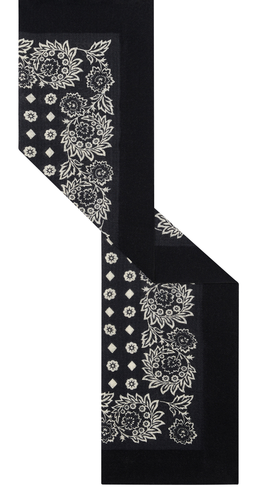 Bedrukte sjaal van wol en zijde PABLO Zwart