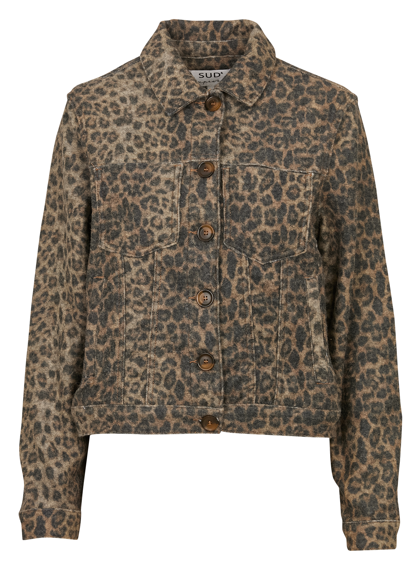 Veste courte boutonnée léopard SUD EXPRESS Beige