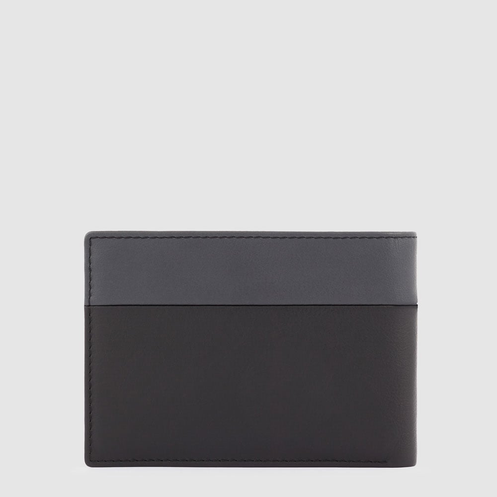 Men's wallet with ID card holder flap, coin pocket, credit card slots, and RFID protection PIQUADRO Black