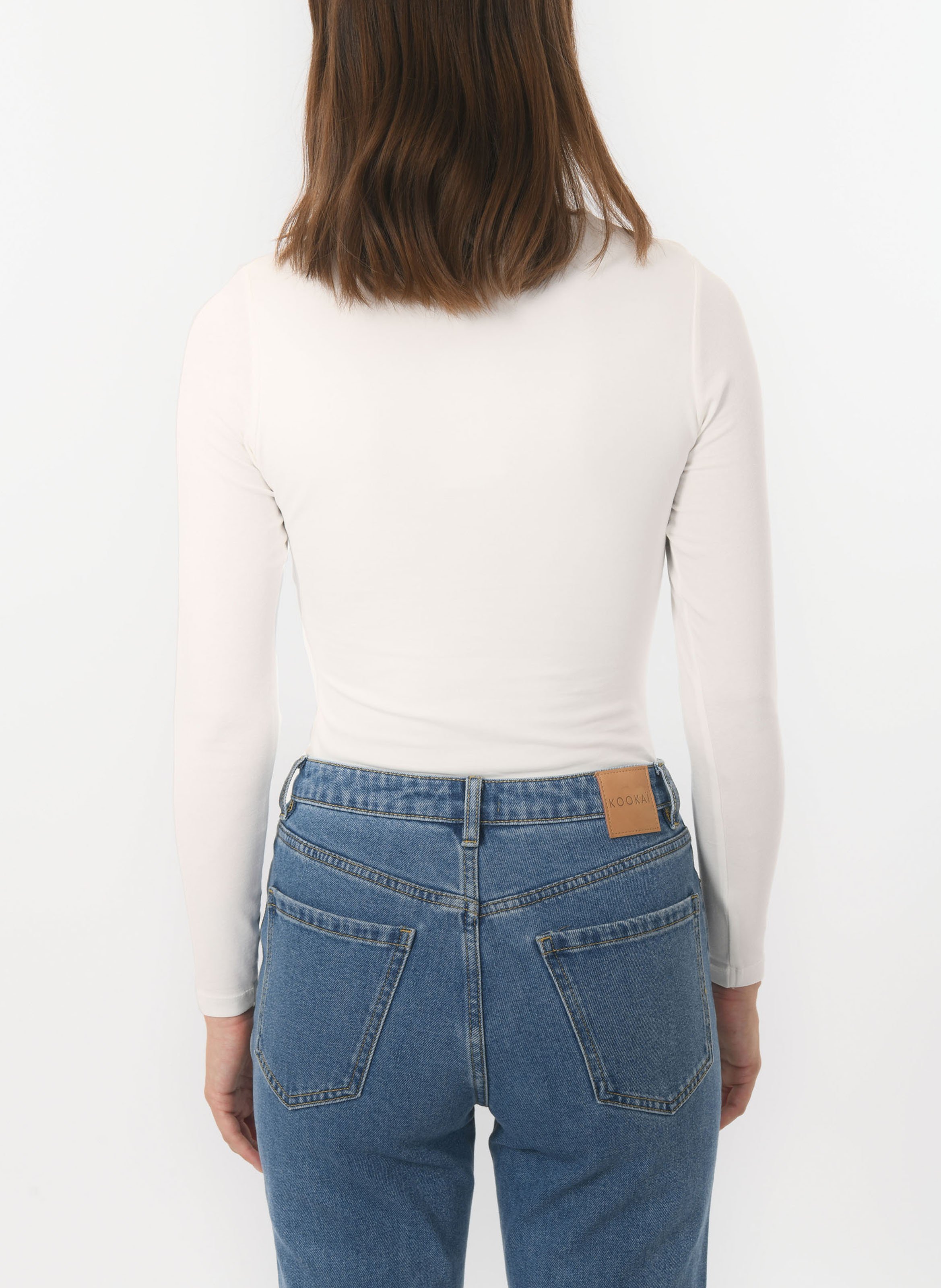 Tee-shirt moulant col rond en coton mélangé KOOKAI Blanc