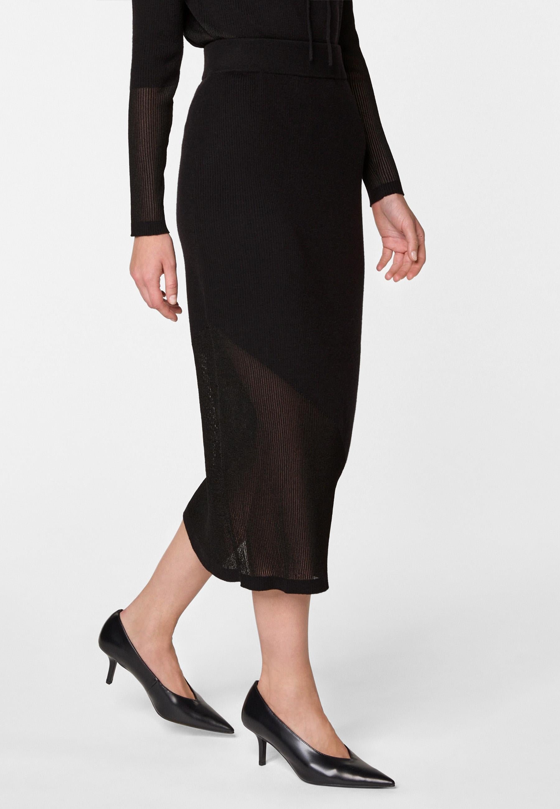 Wool bi-material long skirt RODIER Black