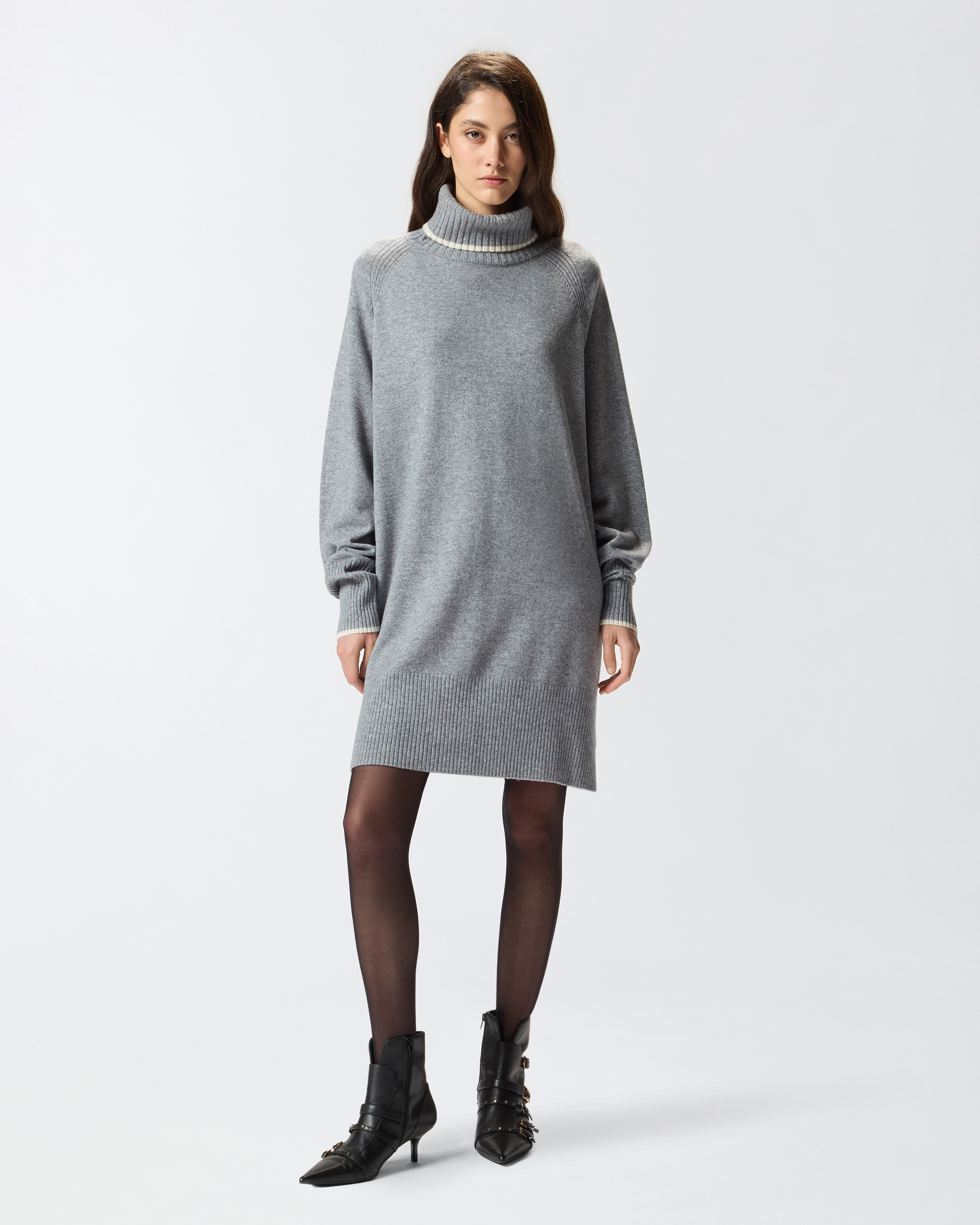 Short knit dress with high neck PINKO Grey