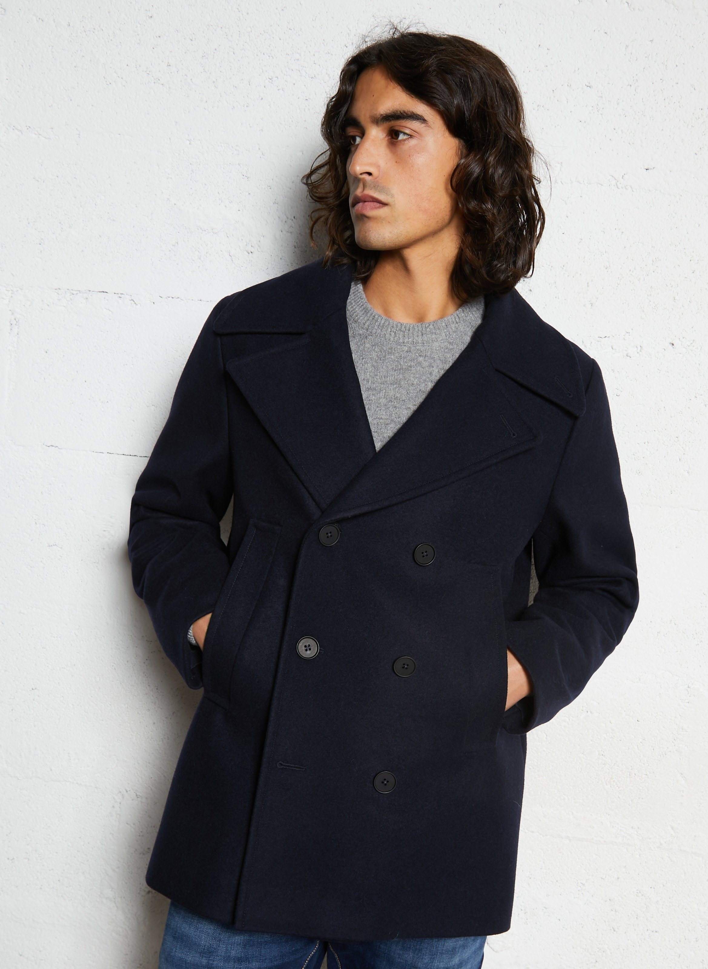 Oversized wool tailored coat SAISON 1865 Blue