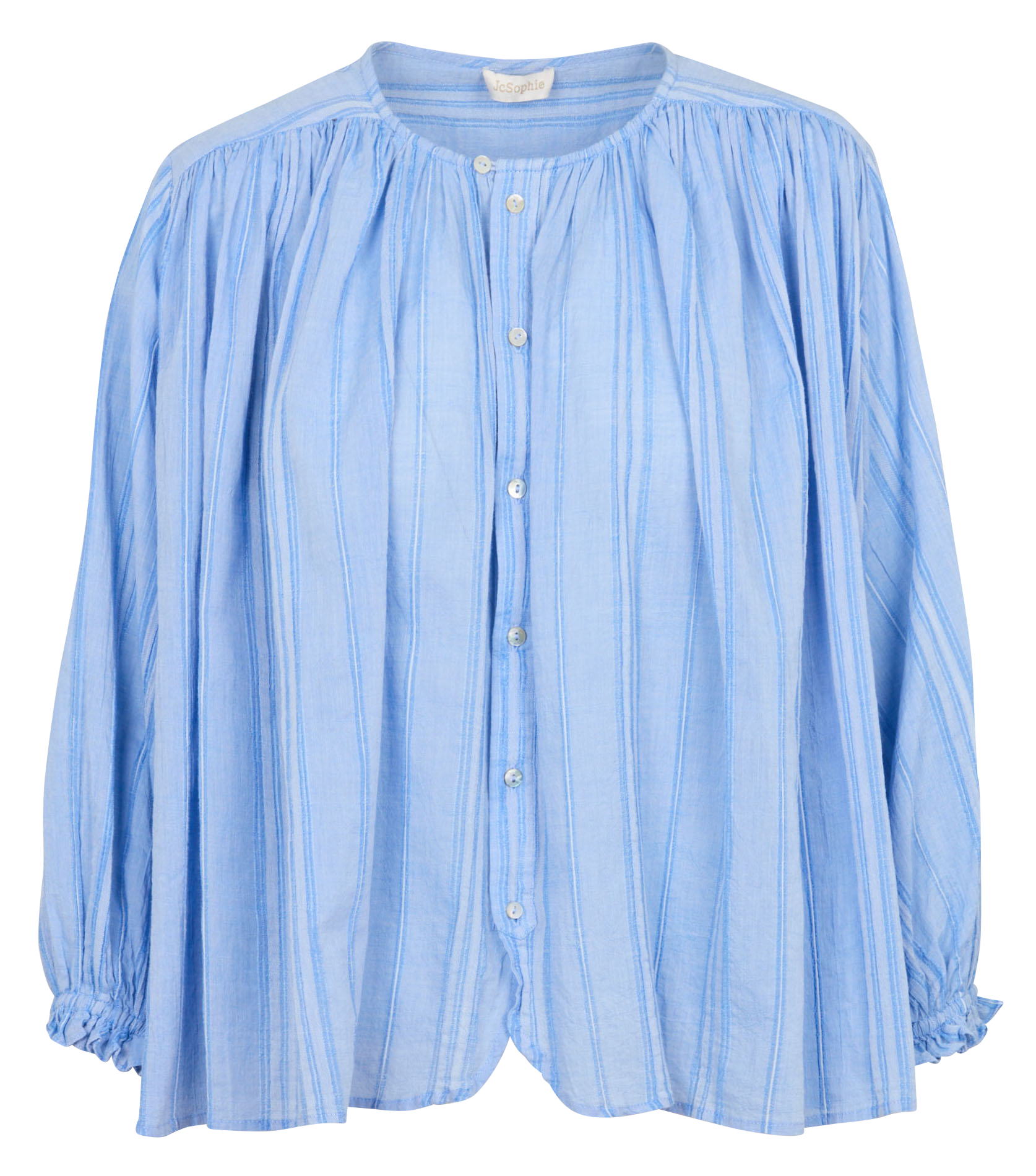 Chemise oversize col rond en coton mélangé JC SOPHIE Bleu