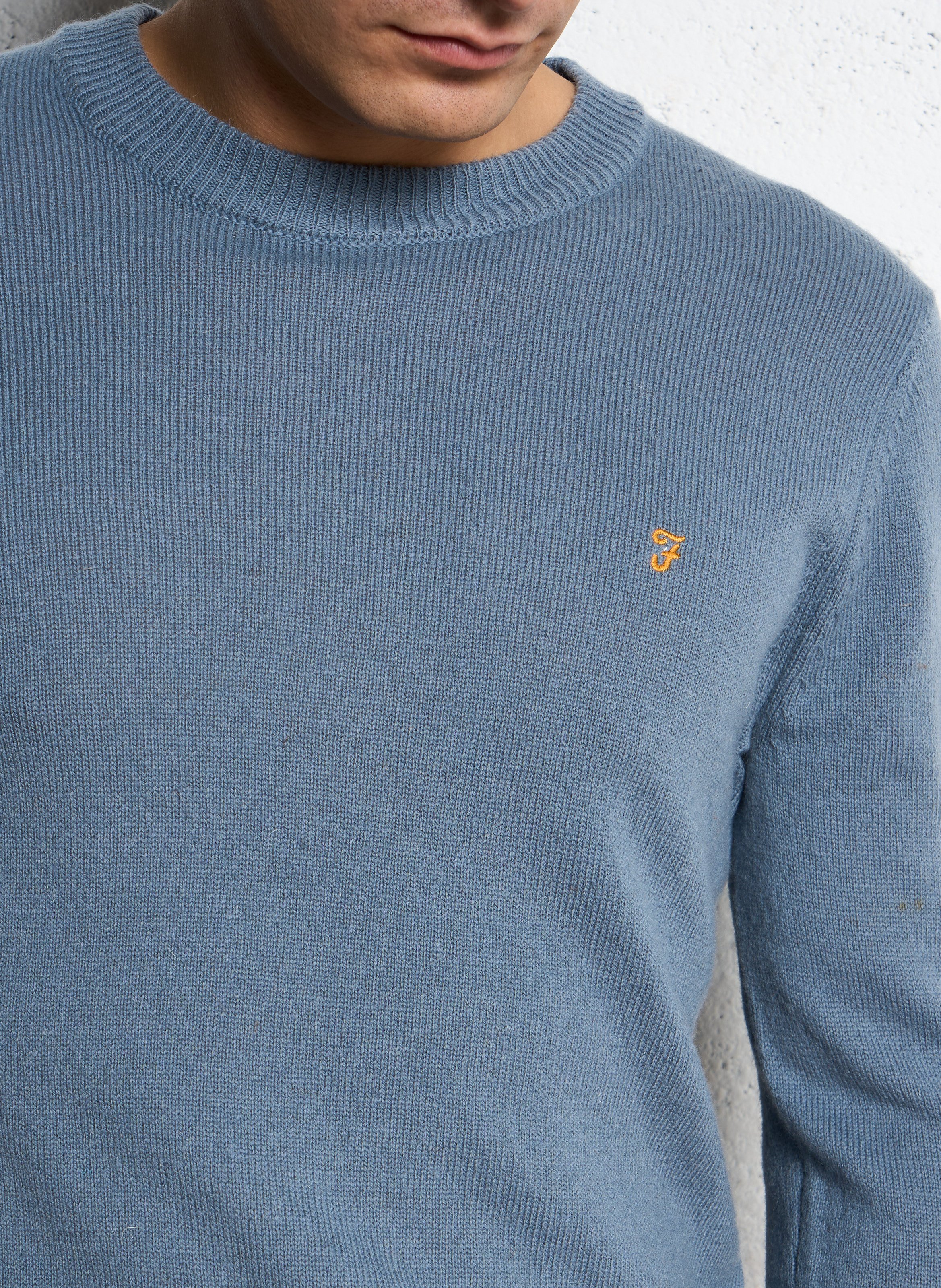 Pull droit col rond en laine FARAH Bleu