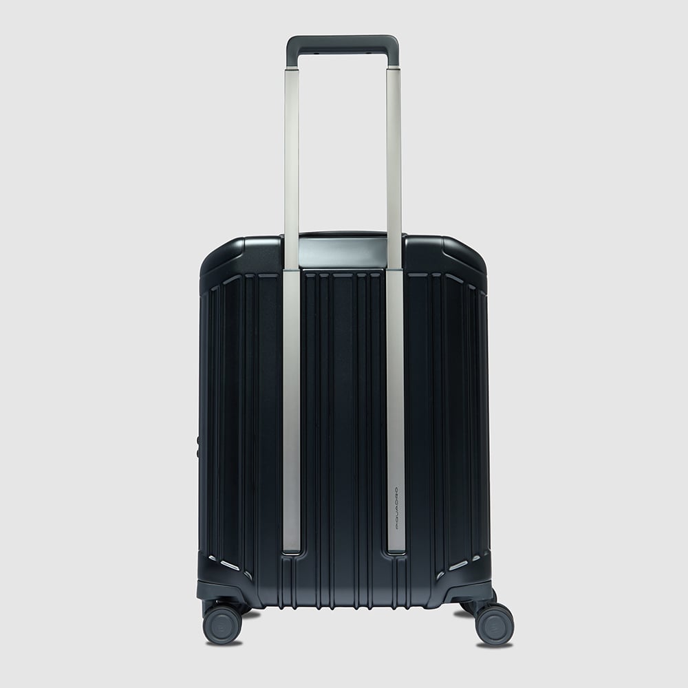 4-wheel carry-on trolley suitcase with front pocket for laptop and iPad® Pro 12.9 and TSA lock PIQUADRO Black